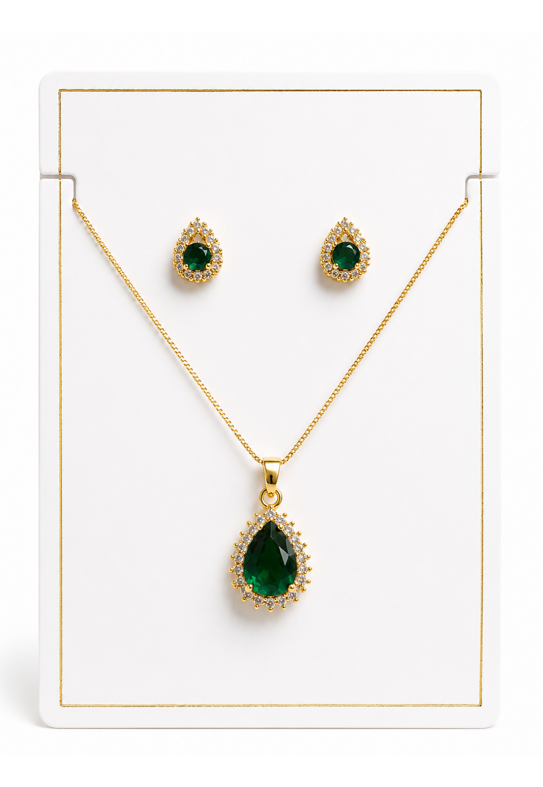 CONJUNTO VERDE ESMERALDA DOURADO CRAVEJADO