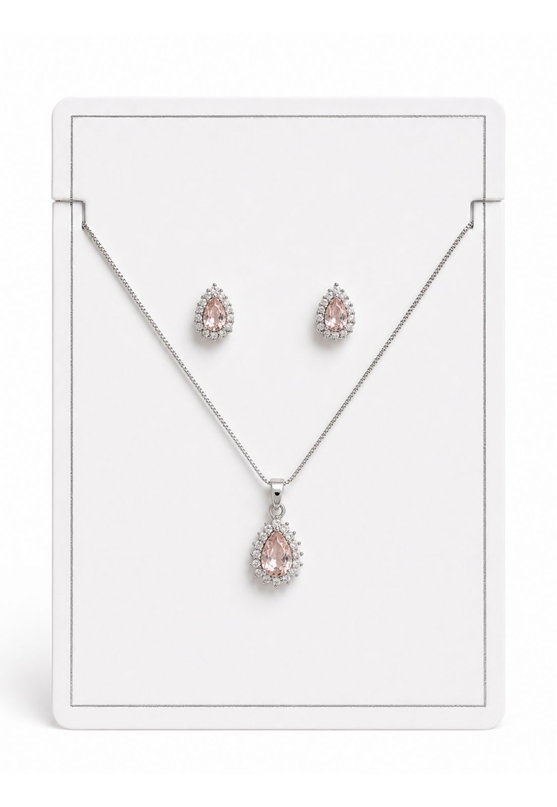 CONJUNTO GOTA ROSÉ CRAVEJADO PRATA