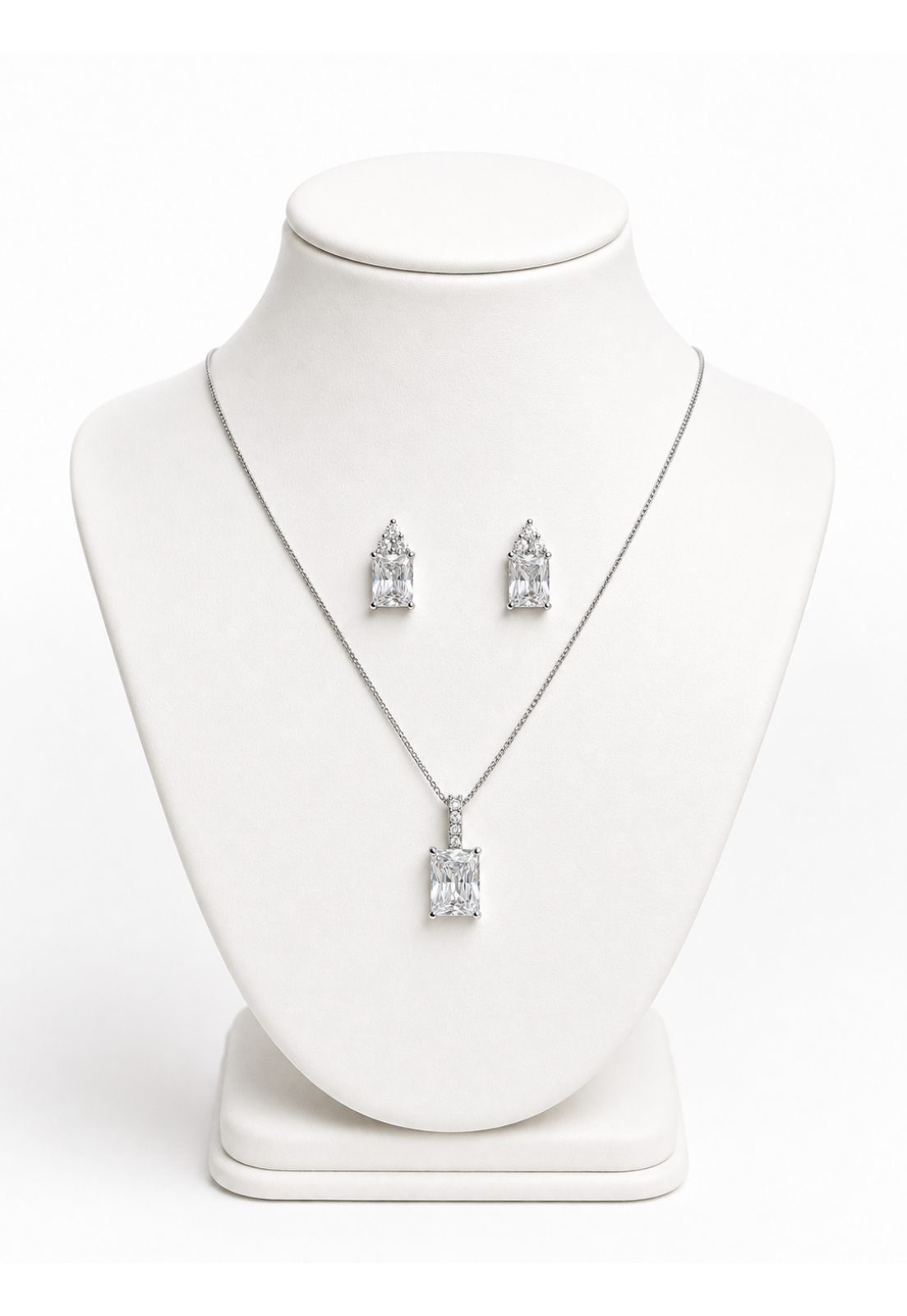 CONJUNTO RETANGULAR CRAVEJADO PRATA