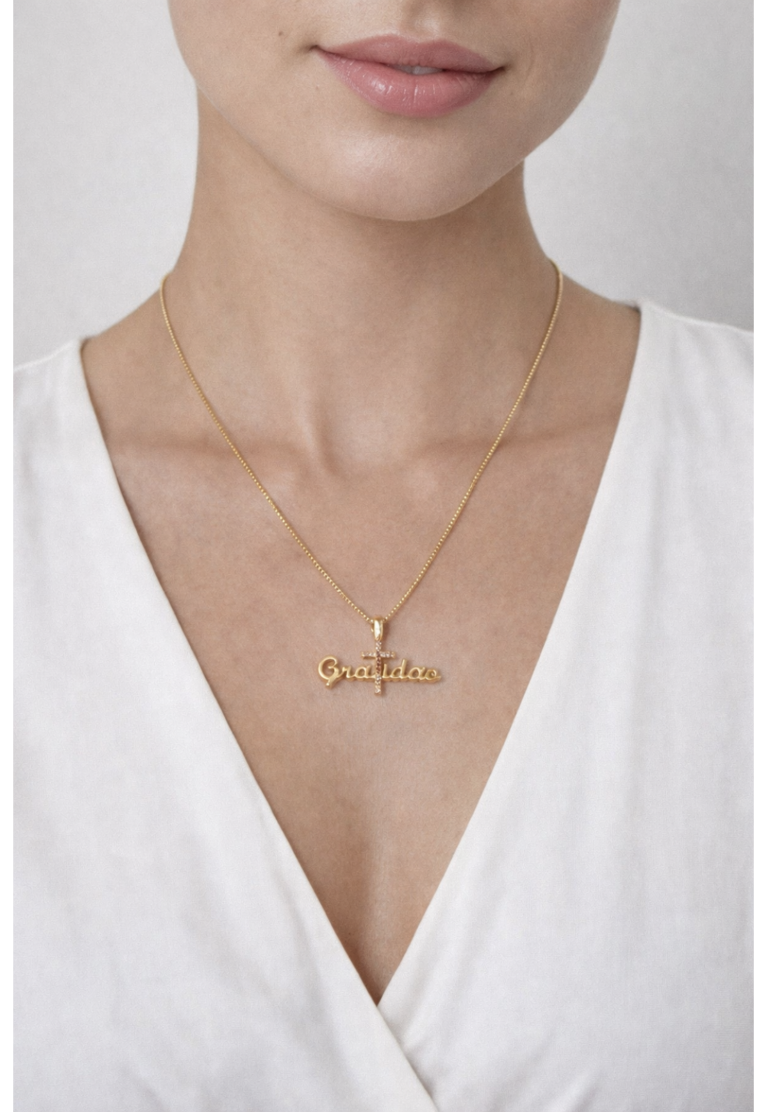 COLAR FOLHEADO DOURADO GRATIDÃO