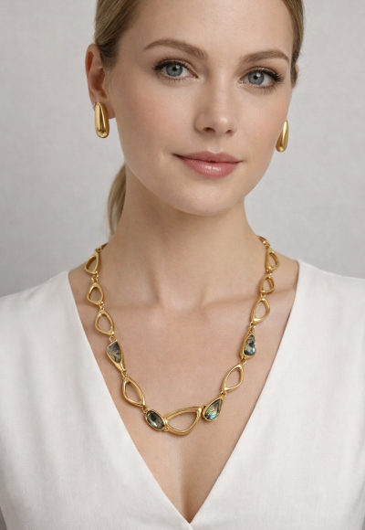 CONJUNTO DOURADO PEDRA MOSAICA FURTA COR