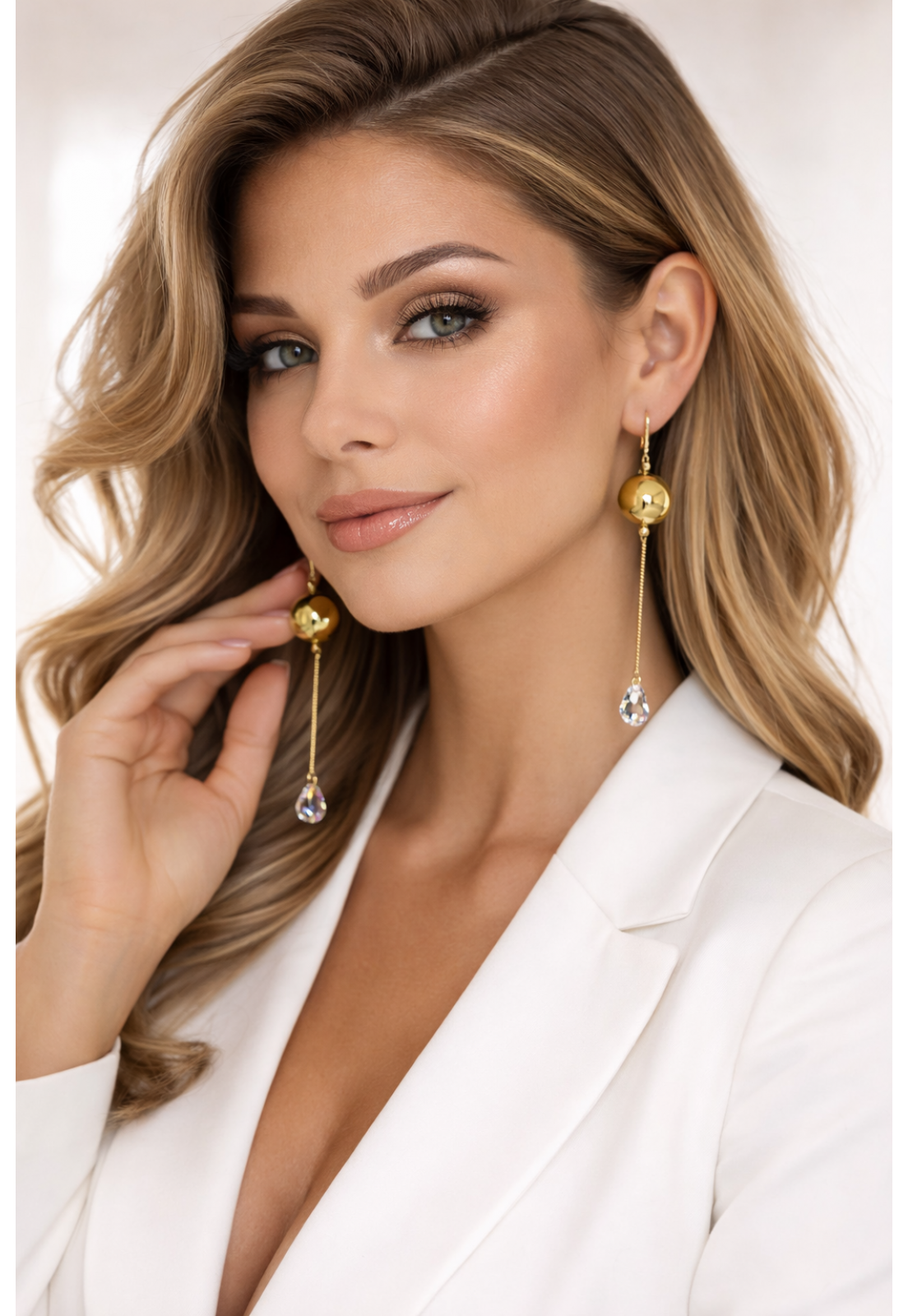 BRINCO GANCHO ESFERA VENEZIANA E ZIRCONIA