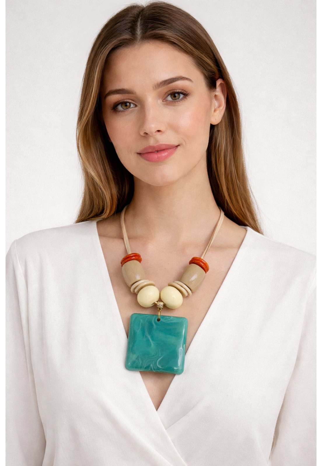 COLAR PINGENTE QUADRADO VERDE