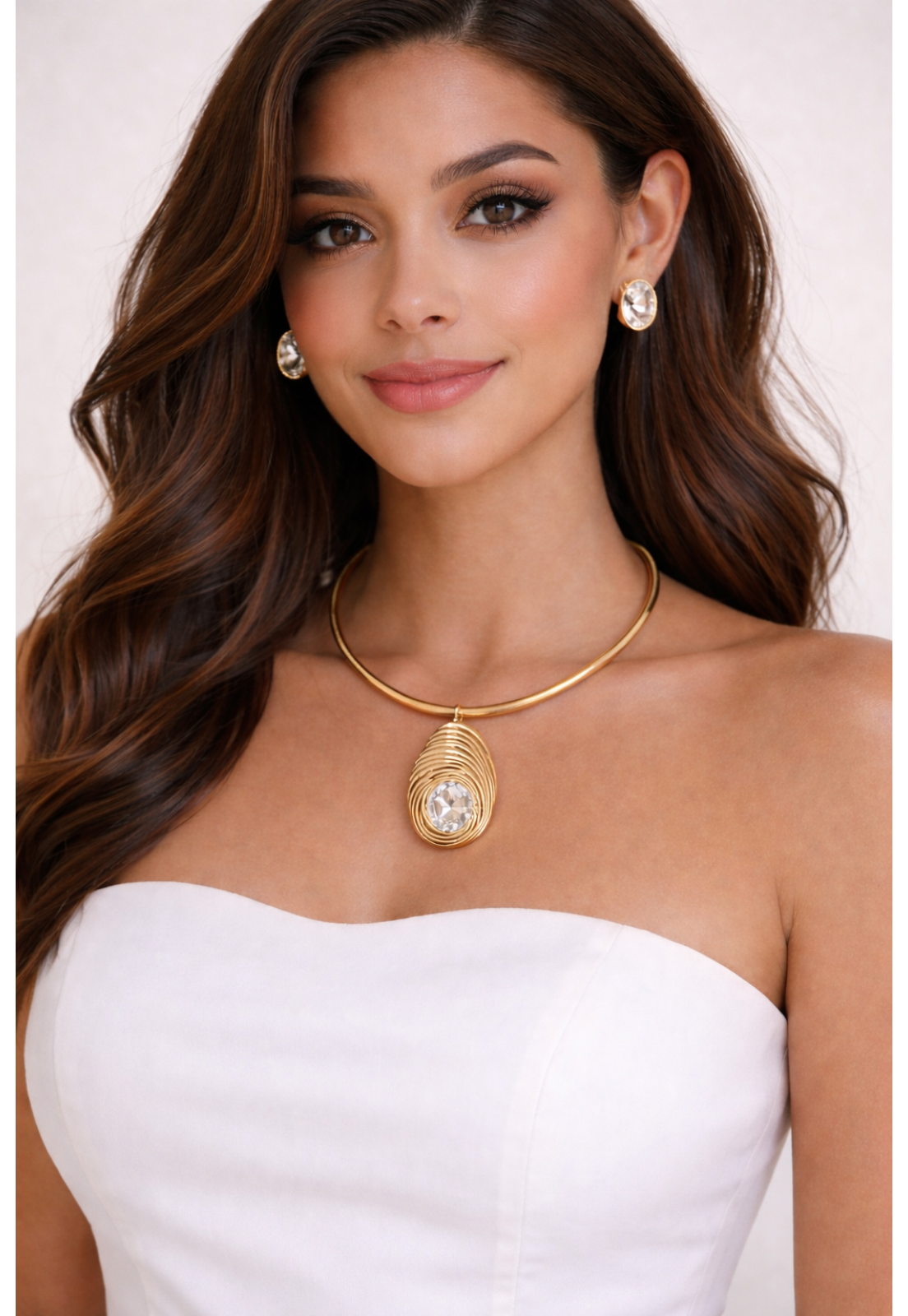 CONJUNTO COLAR E BRINCO GOTAS TRABALHADA COM CRISTAL