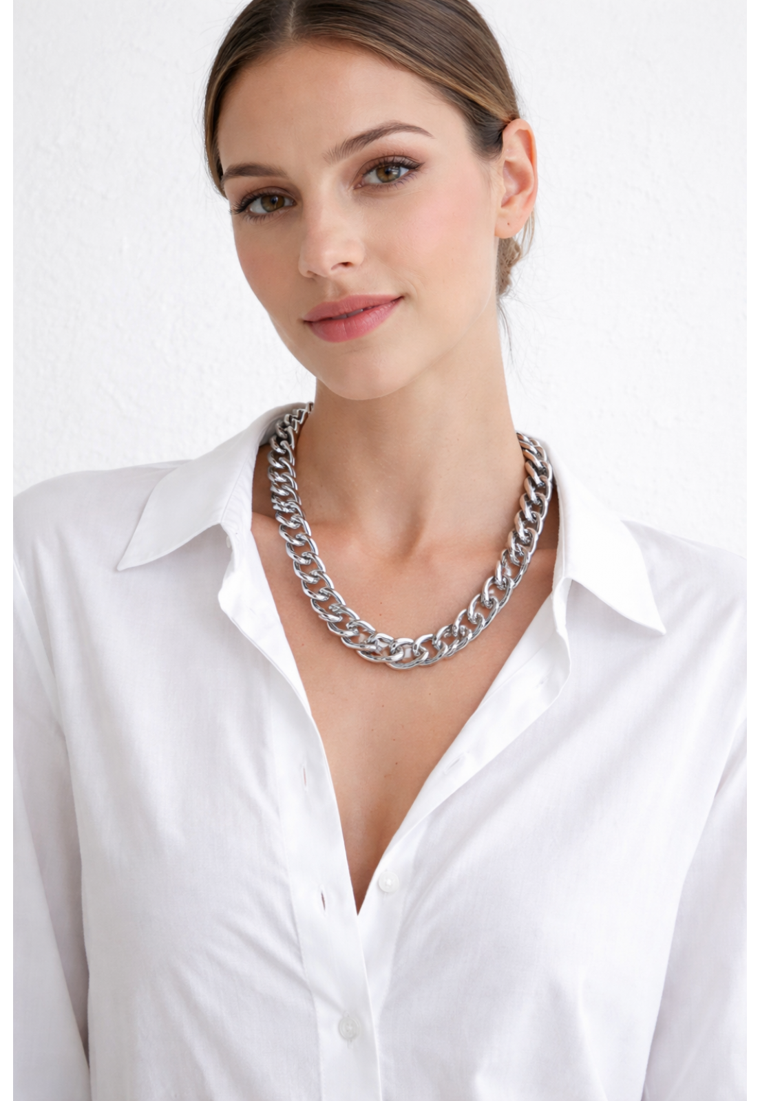 Colar Ródio Branco Elos Cruzados