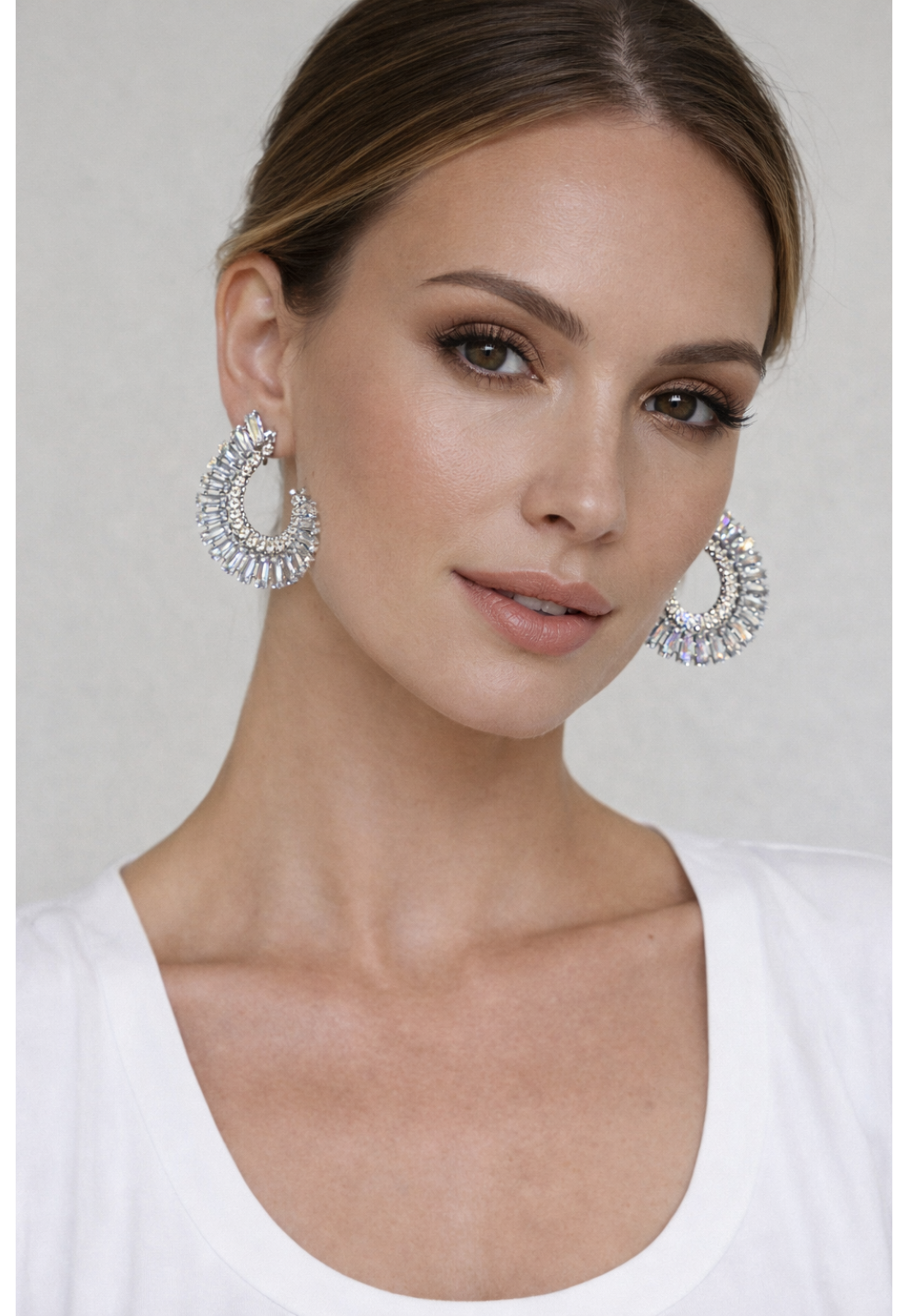 BRINCO LUXO FESTA PRATA ZIRCONIA E STRASS