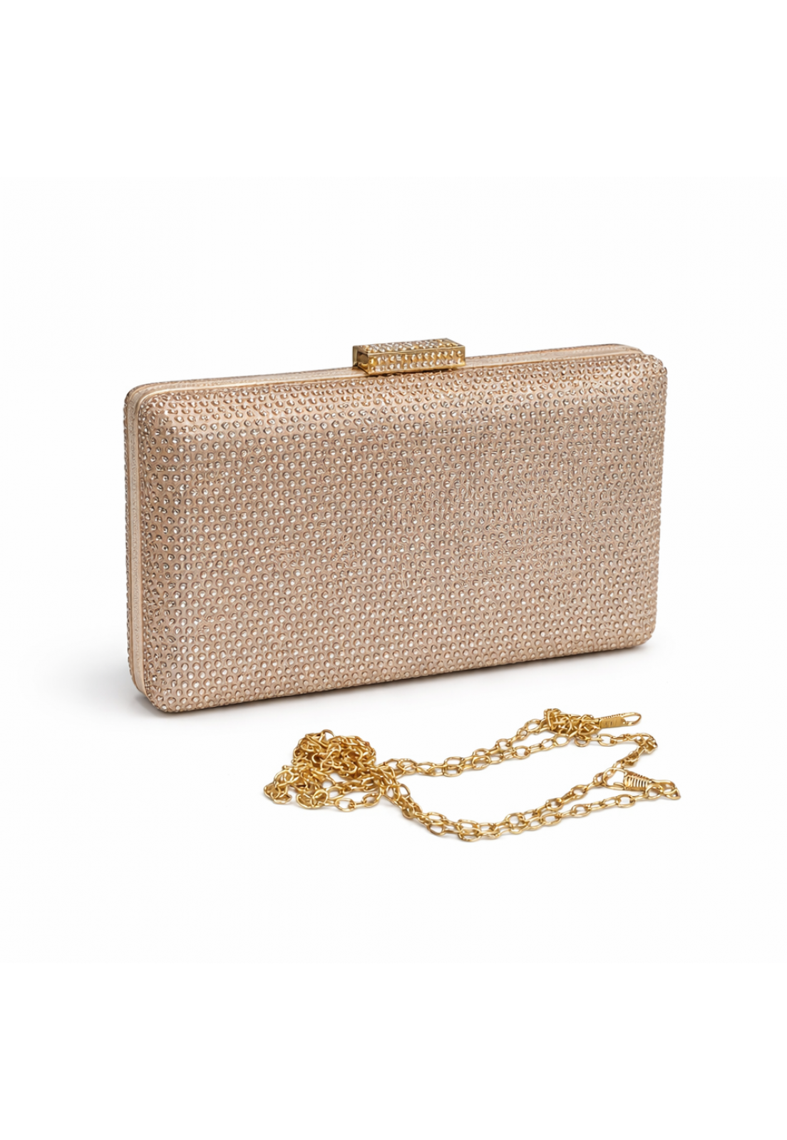 Clutch retangular Dourada Rose Com briho premium