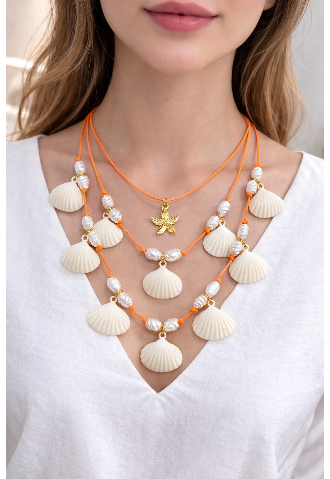 COLAR CONCHAS LARANJA
