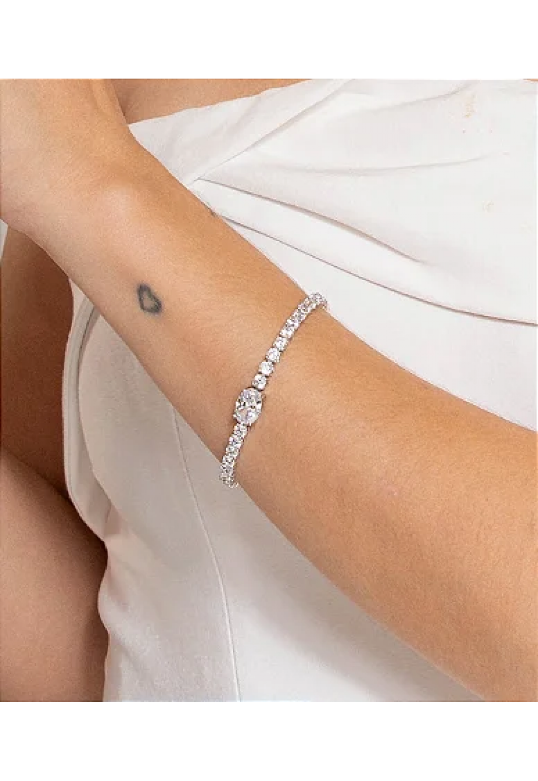 Pulseira Riviera  Semijoia cravejada de zircônia cristal banho em ródio branco