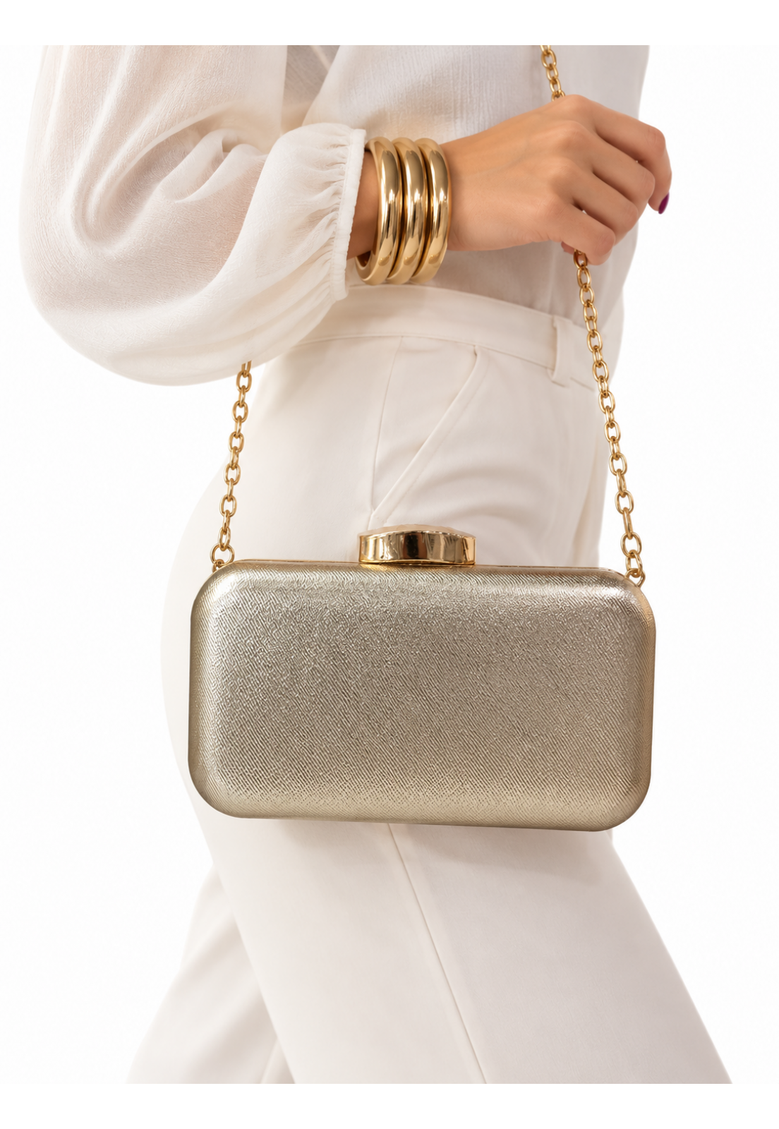Clutch Luxo Festa Dourada com Alça Transversal