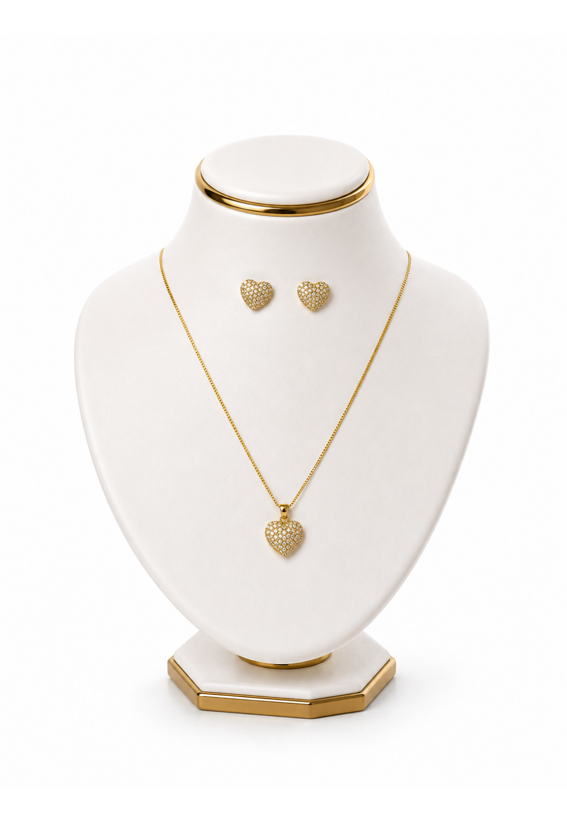 CONJUNTO CORAÇÃO DOURADO CRAVEJADO