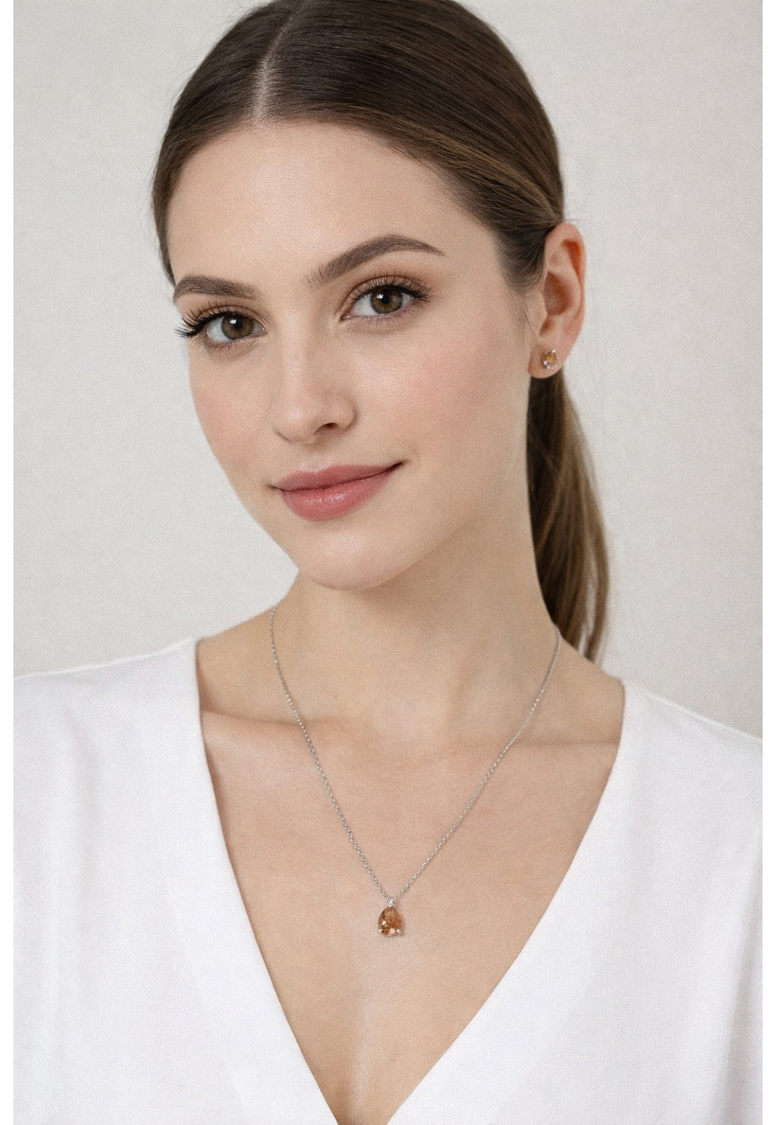 CONUNTO COLAR E BRINCO GOTAS TOPAZIO AMARELO