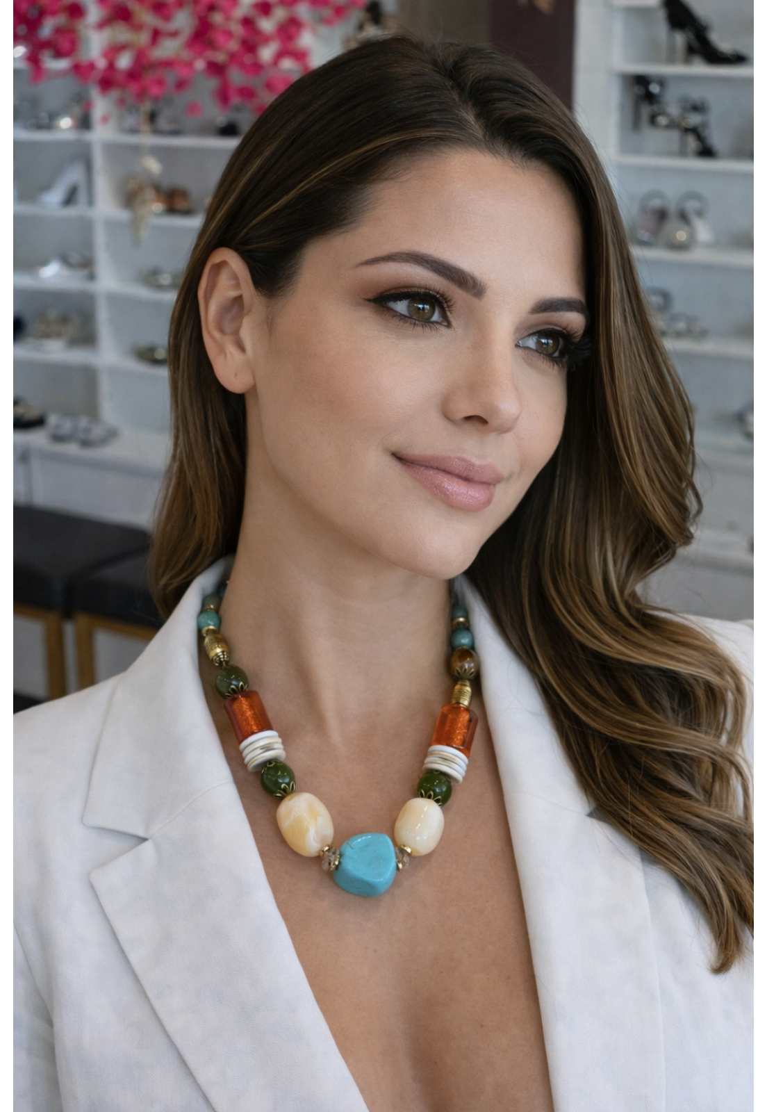 COLAR PEDRARIAS MAXIMALISTA VERDE/AZUL