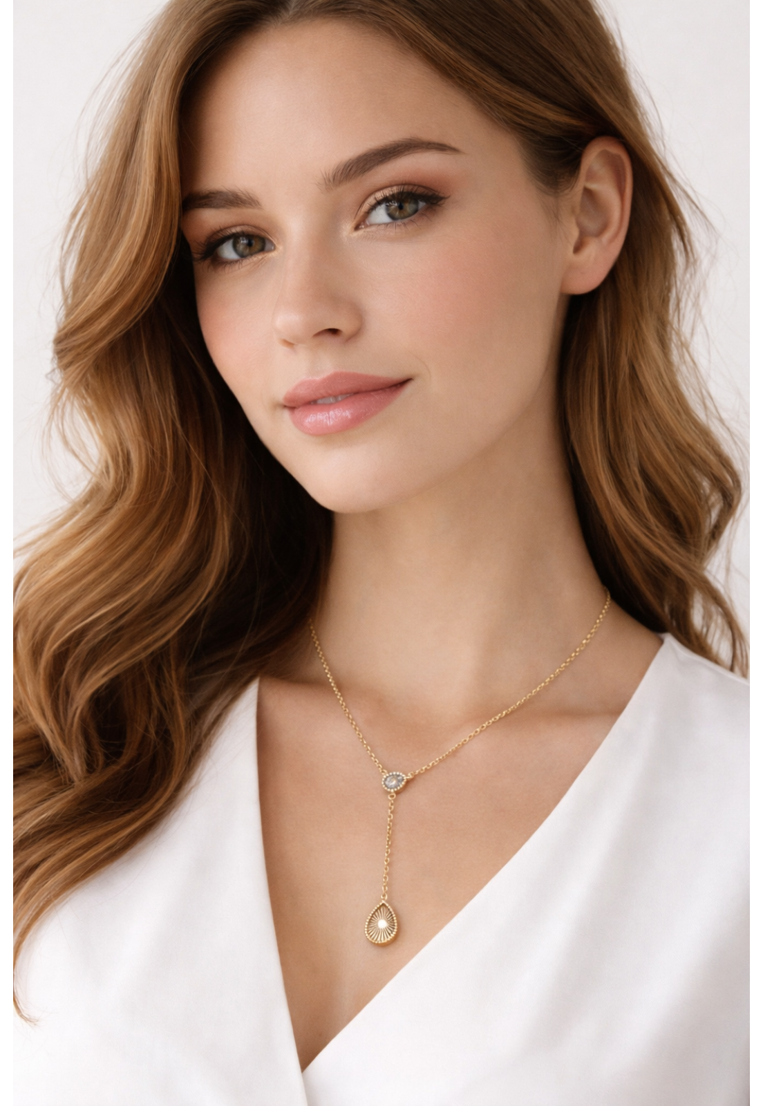 COLAR GRAVATA GOTA CRAVEJADA OURO18K