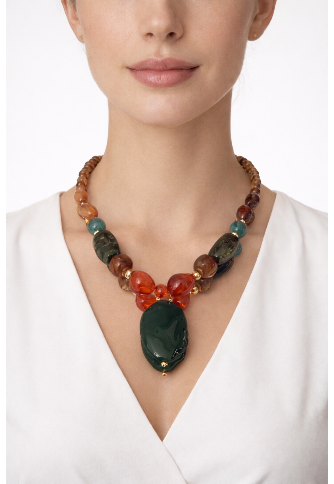 COLAR MAXIMALISTA COLORS PINGENTE VERDE