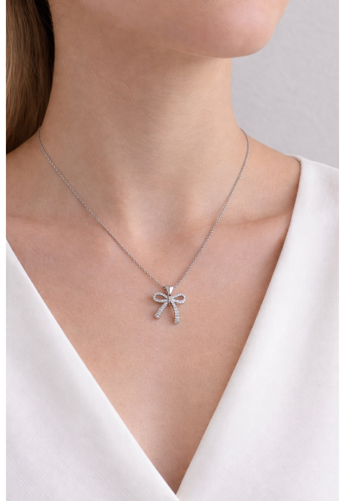 COLAR SEMIJOIA CORDÃO BAIANO COM LAÇO CRAVEJADO RODIO BRANCO