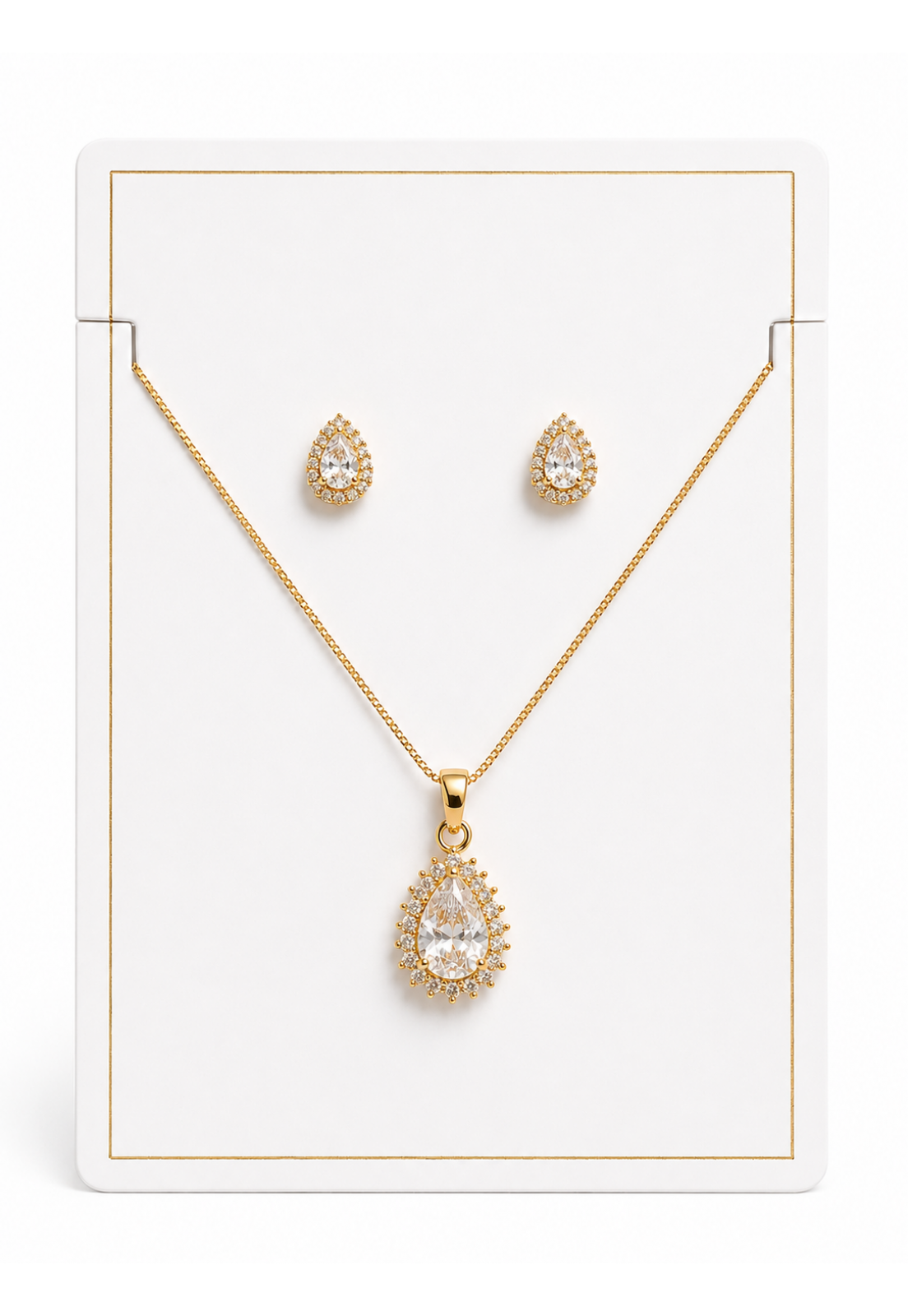 CONJUNTO GOTA CRISTAL DOURADO CRAVEJADO