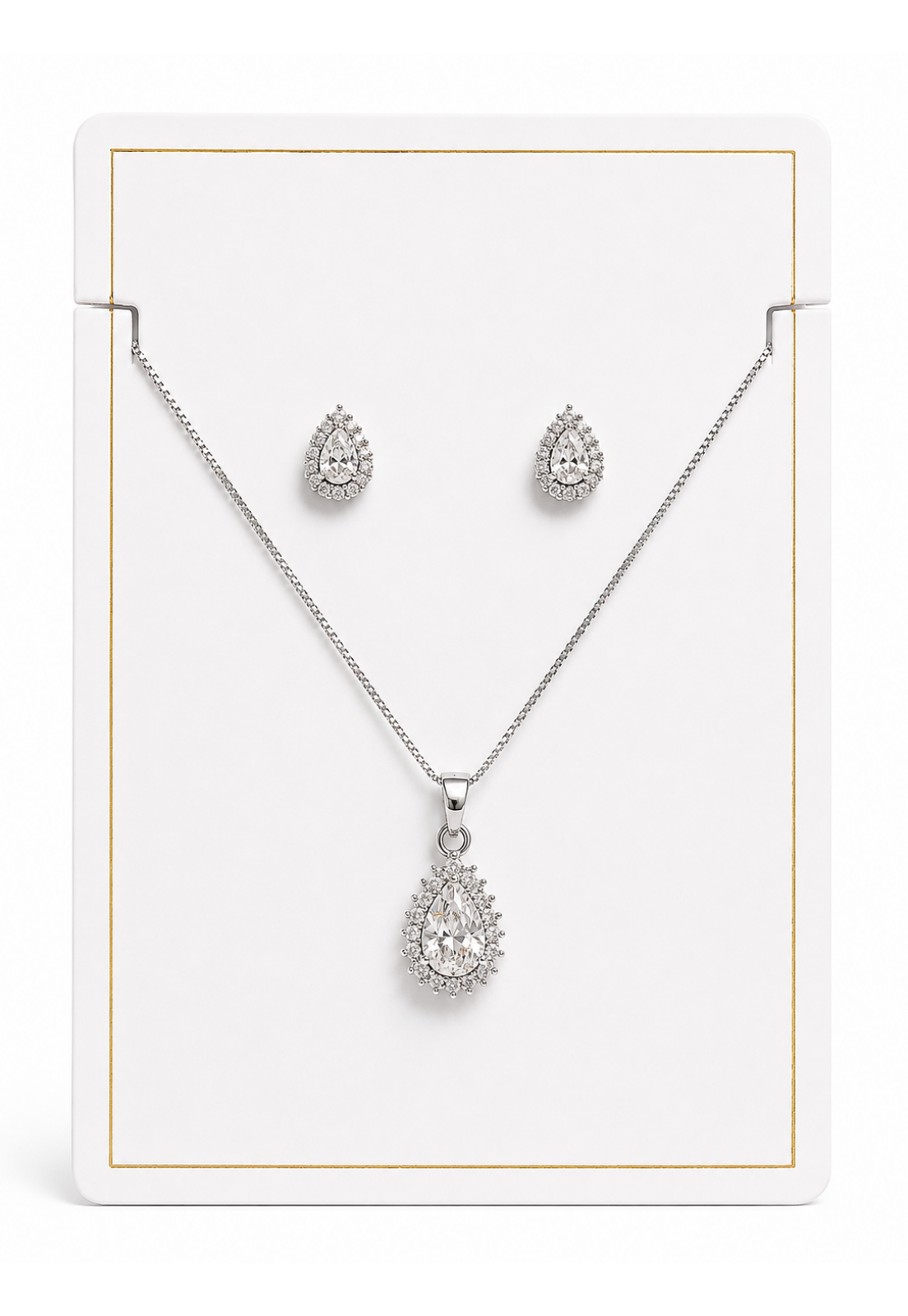 CONJUNTO GOTA CRISTAL CRAVEJADO PRATA