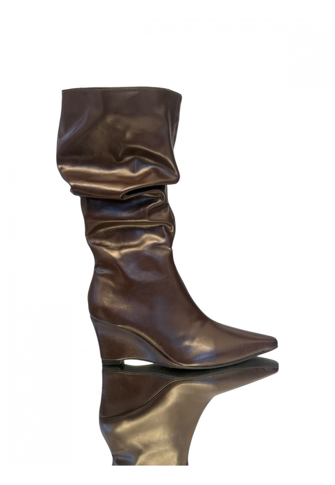 BOTA SLOUCHY MARROM CAFÉ MACCHIATO SALTO ANABELA 