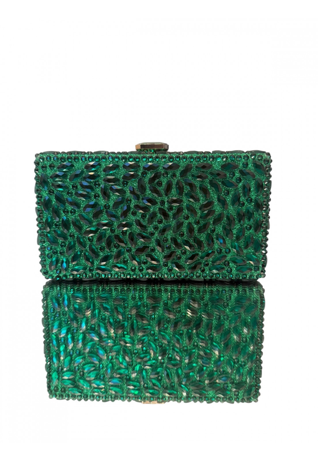 Clutch Feminina Verde Esmeralda com Pedrarias e Strass Luxo