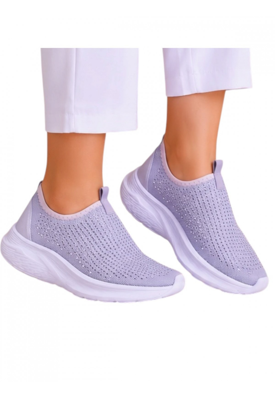 Tênis meia Slip on Prata com Hotfix Brilho Prata Tênis meia Slip on Prata com Hotfix Brilho Prata