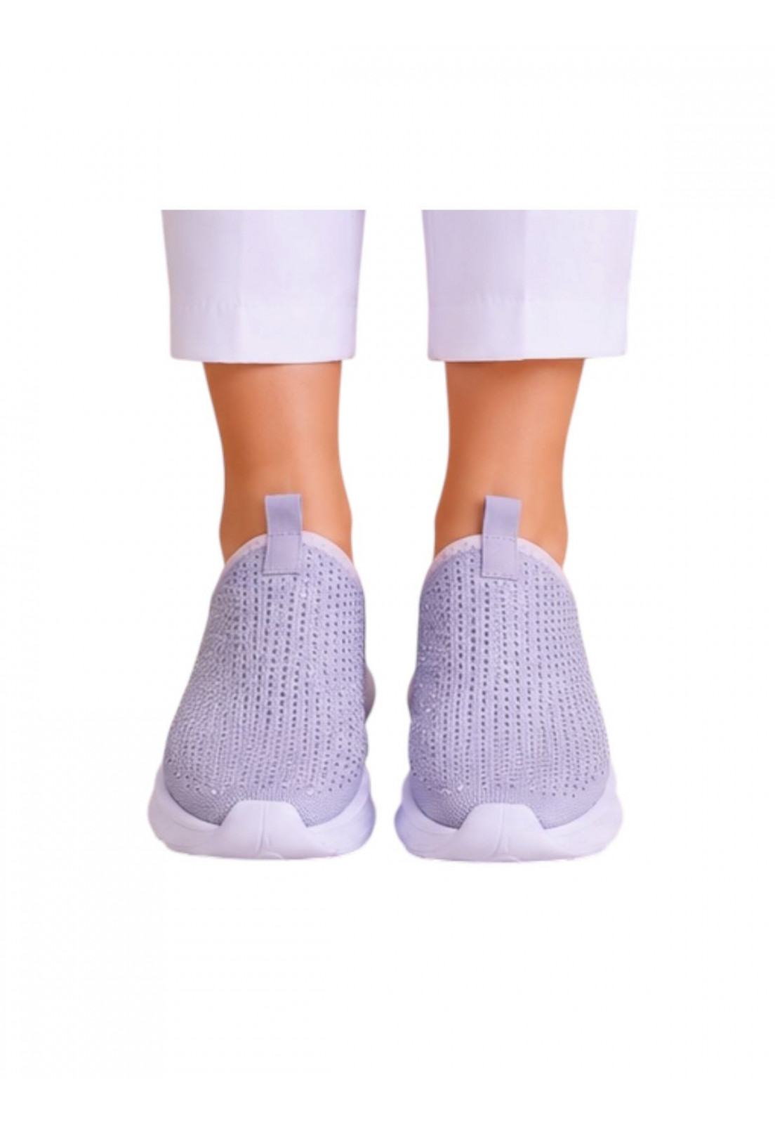 Tênis meia Slip on Prata com Hotfix Brilho Prata Tênis meia Slip on Prata com Hotfix Brilho Prata