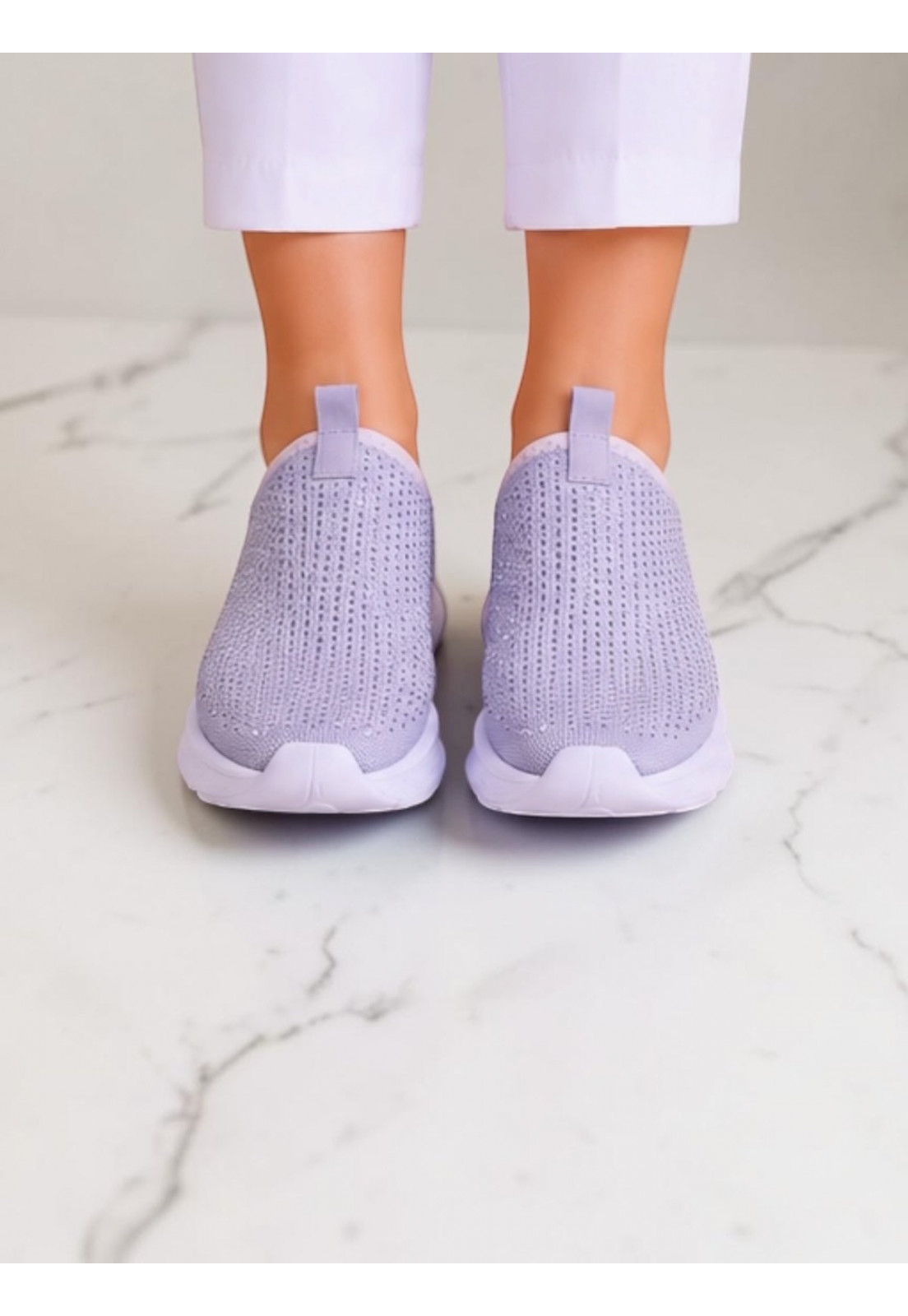 Tênis meia Slip on Prata com Hotfix Brilho Prata Tênis meia Slip on Prata com Hotfix Brilho Prata
