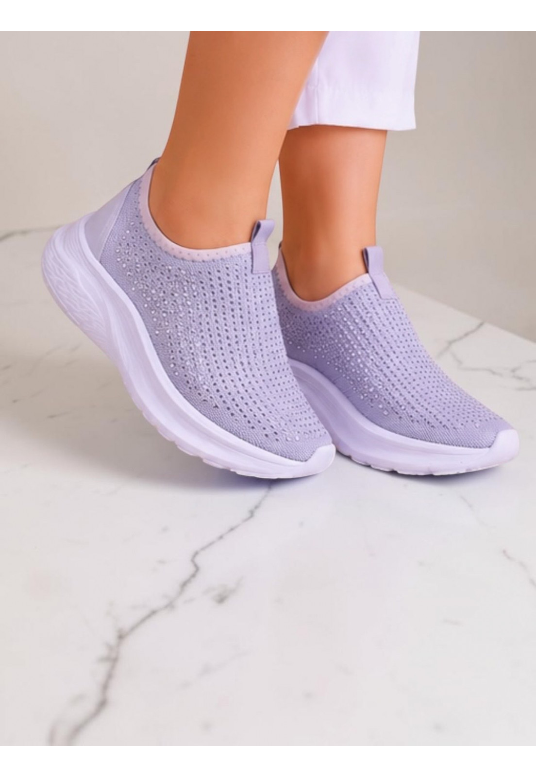 Tênis meia Slip on Prata com Hotfix Brilho Prata Tênis meia Slip on Prata com Hotfix Brilho Prata