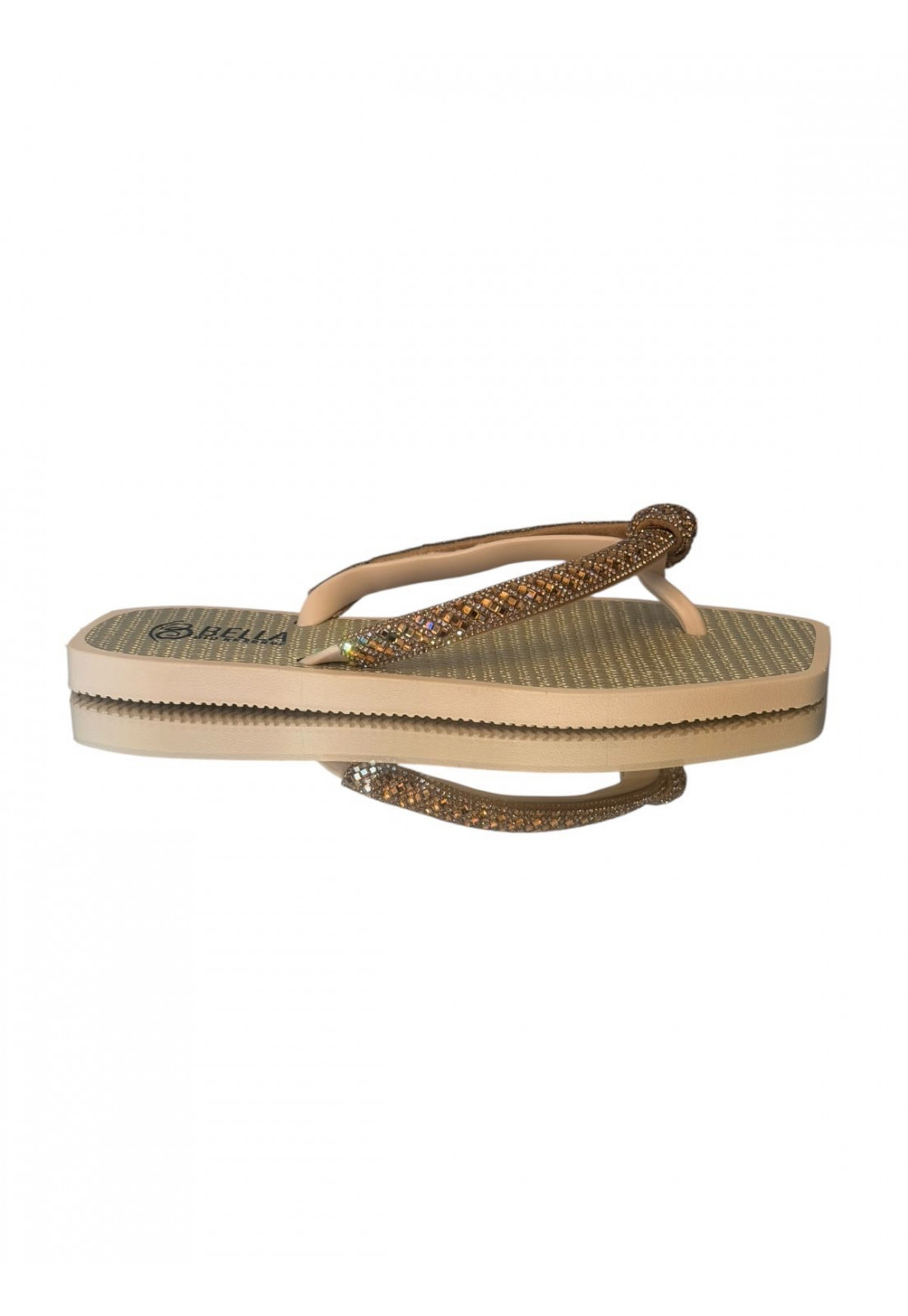 Chinelo com aplicação em Strass Dourado 