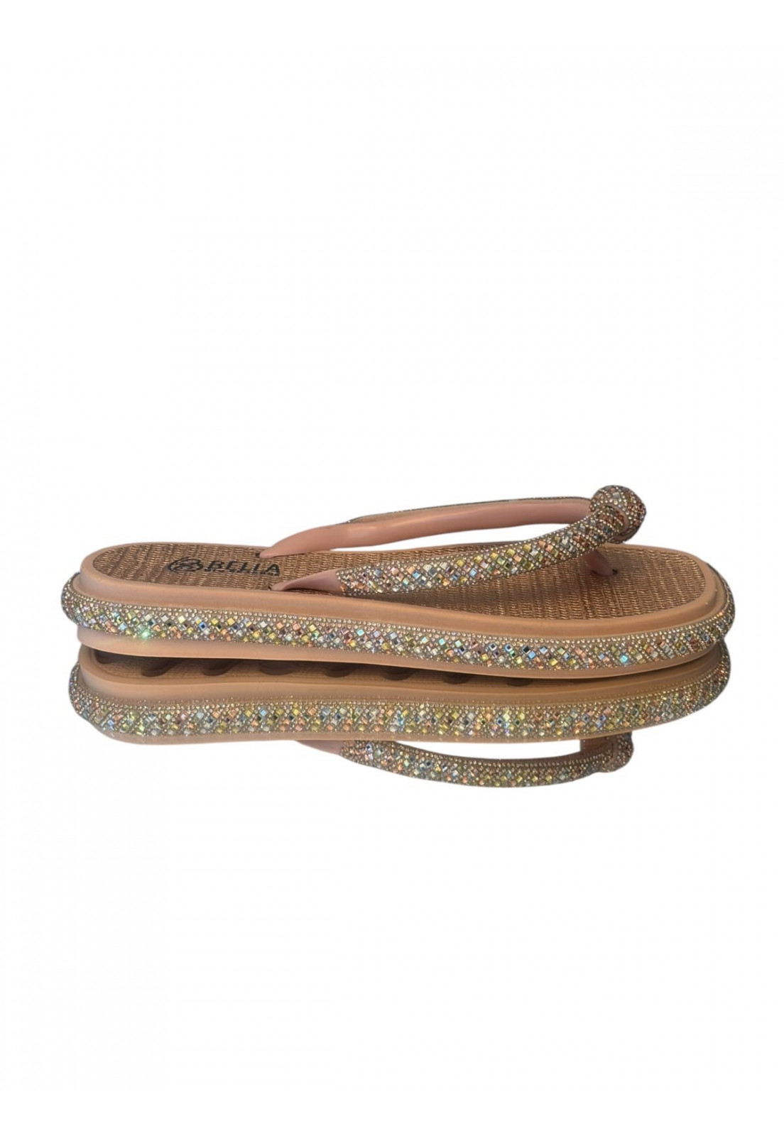 Chinelo Rose Gold plataforma com Strass Colours