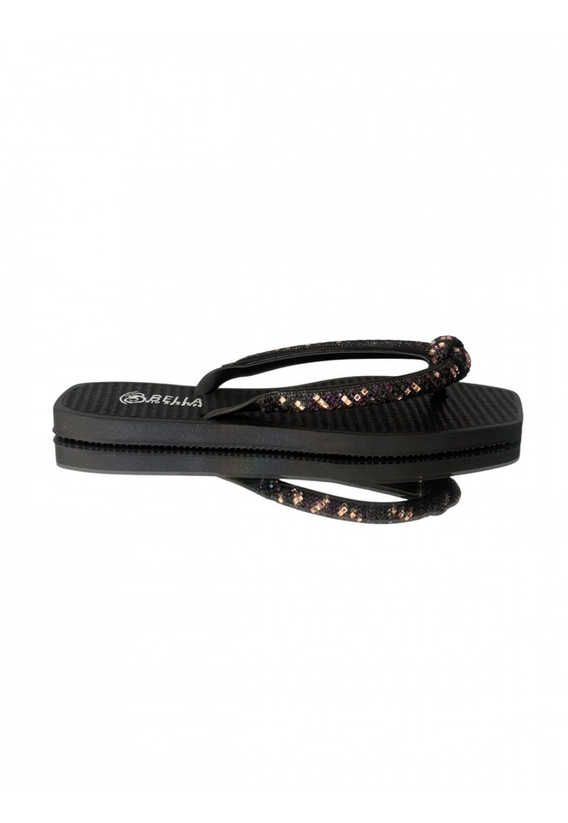 Chinelo Preto com aplicação em Strass Colours