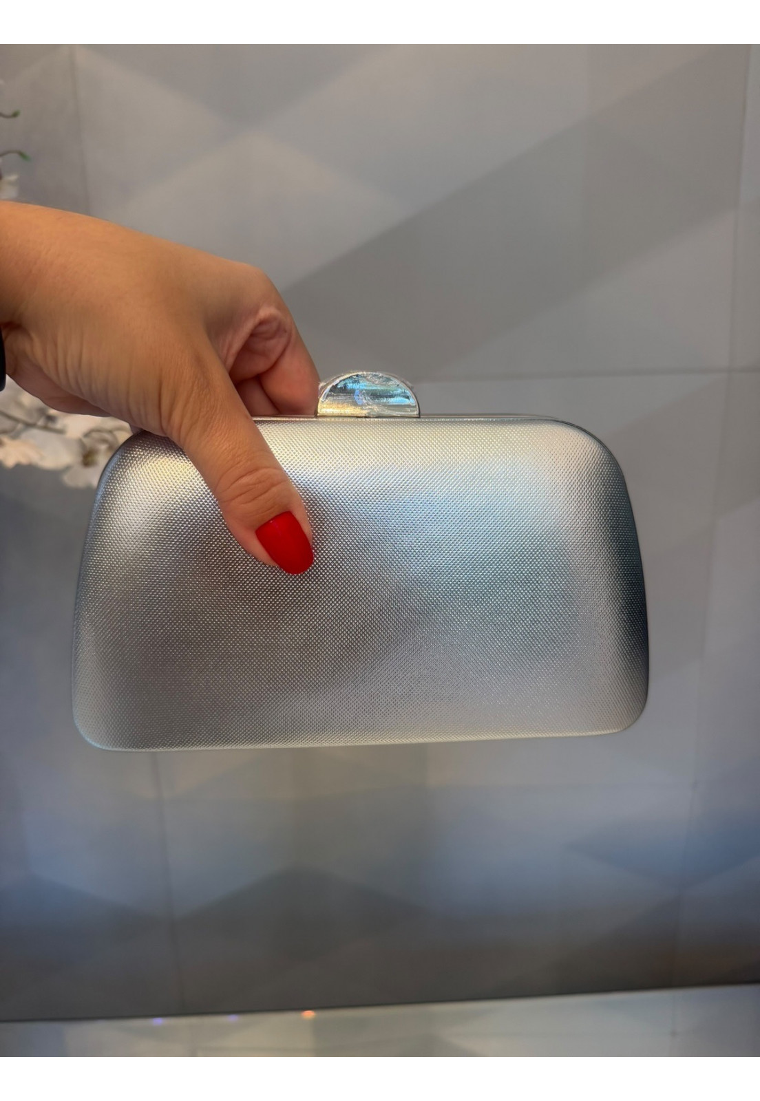 Clutch festa Prata Metalizada 