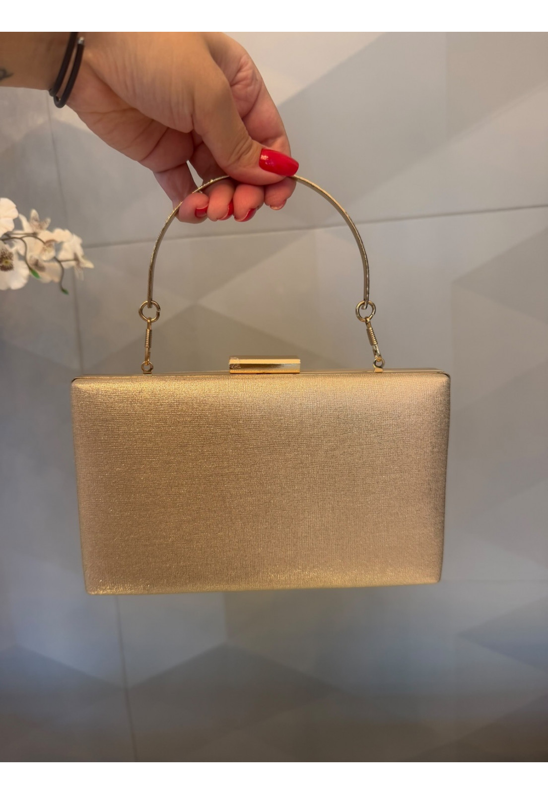 Clutch Feminina Champanhe Metalizada