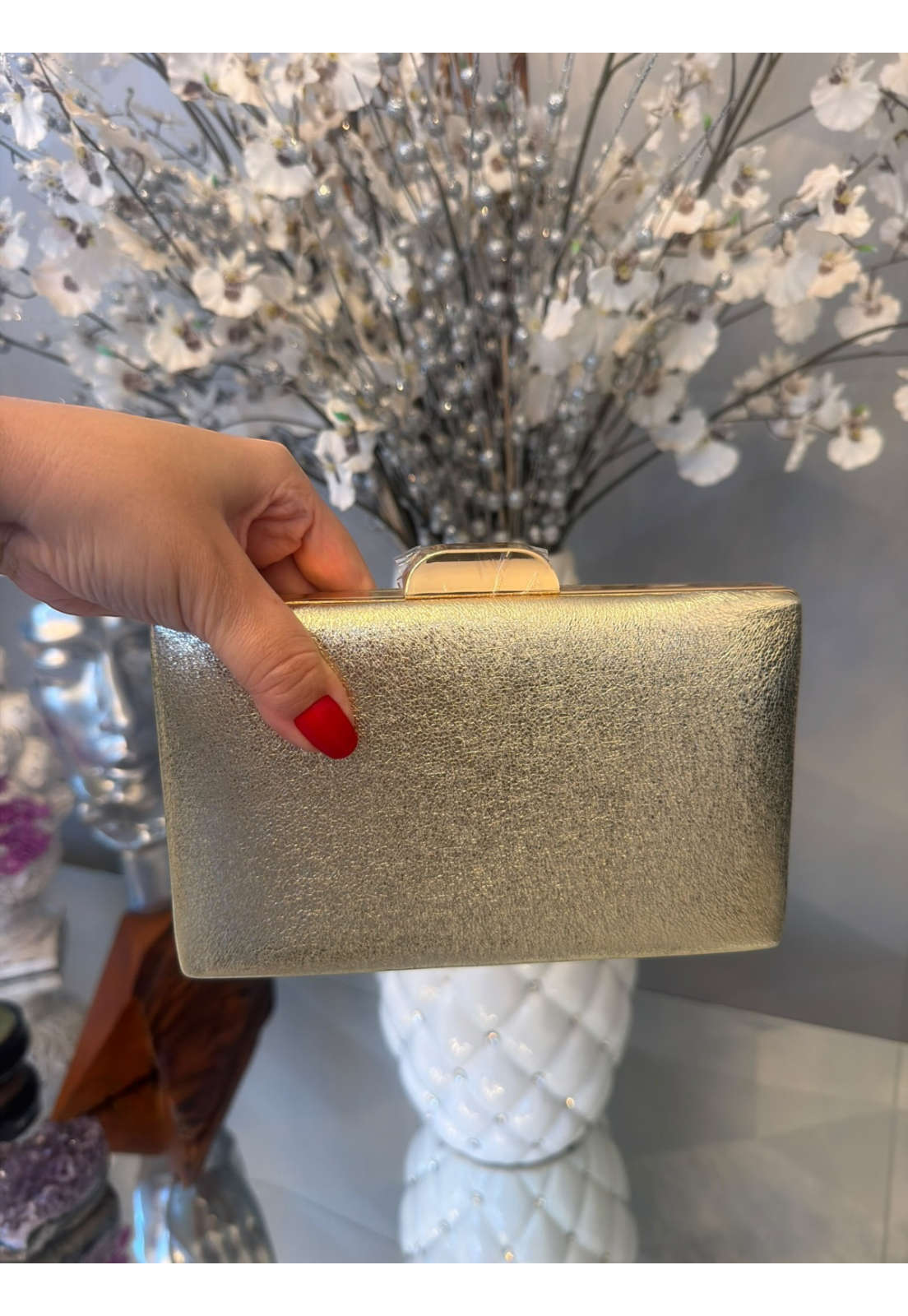 Clutch Luxo Festa Feminina Dourada Metalizada