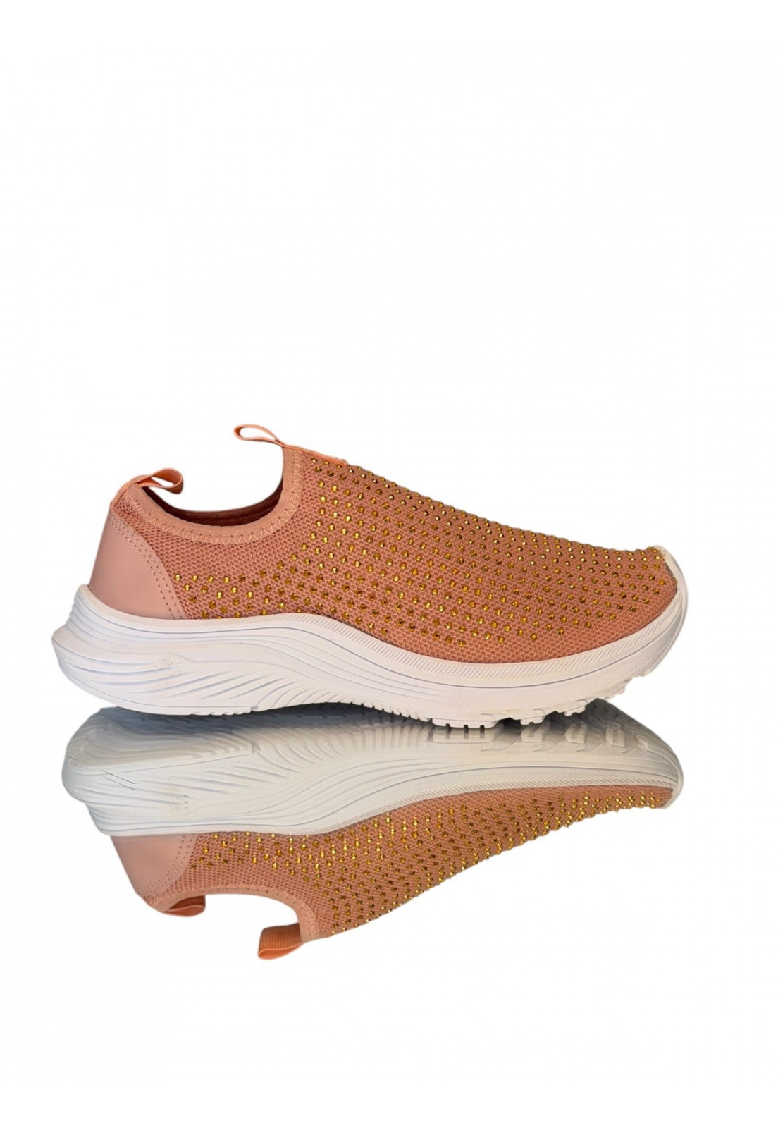 Tênis meia Slip on Rosa com Hotfix Brilho 