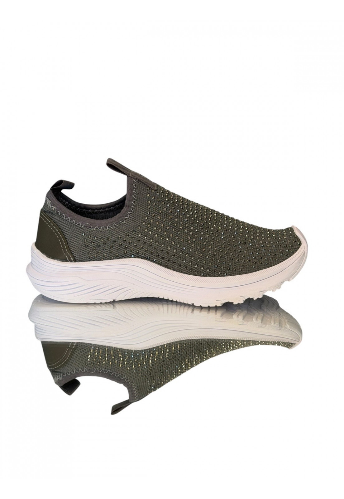 Tênis meia Slip on Grafite com Hotfix Brilho 