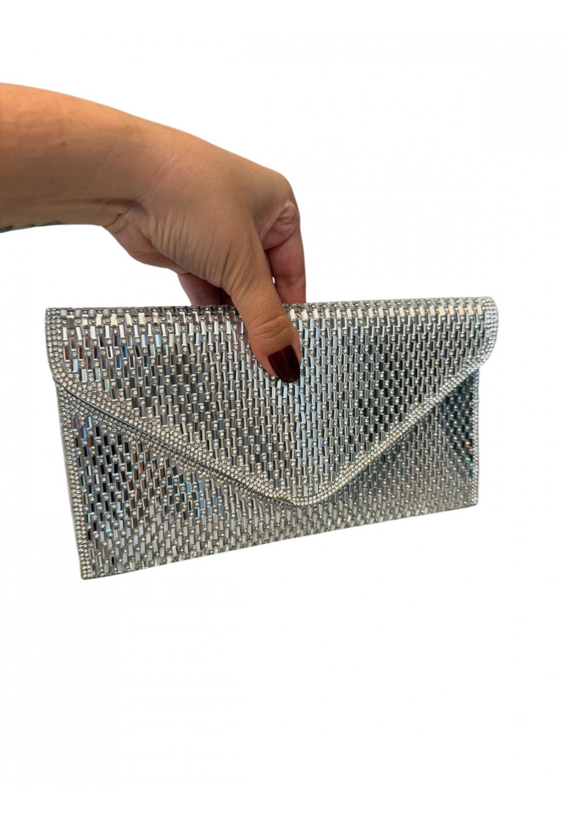 Clutch Luxo festa carteira Prata com Vidrilhos Cristais Clutch Luxo festa carteira Prata com Vidrilhos Cristais