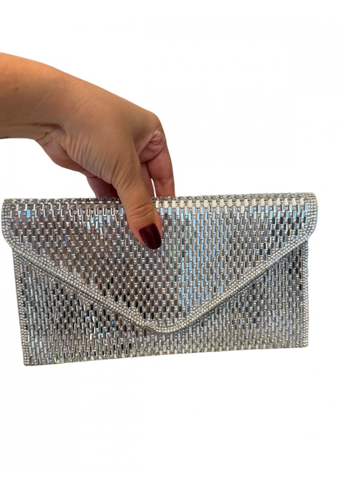 Clutch Luxo festa carteira Prata com Vidrilhos Cristais Clutch Luxo festa carteira Prata com Vidrilhos Cristais