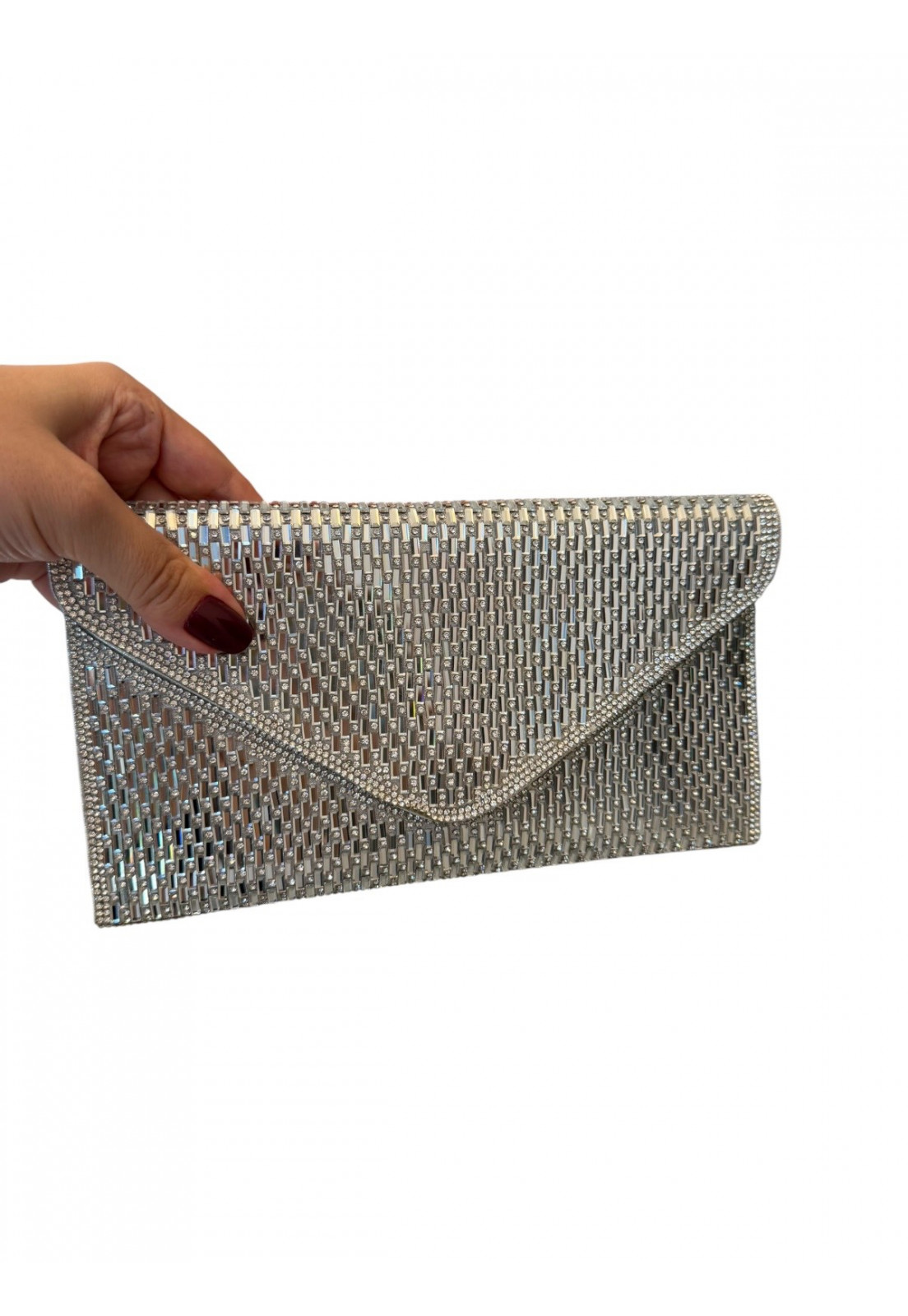Clutch Luxo festa carteira Prata com Vidrilhos Cristais Clutch Luxo festa carteira Prata com Vidrilhos Cristais