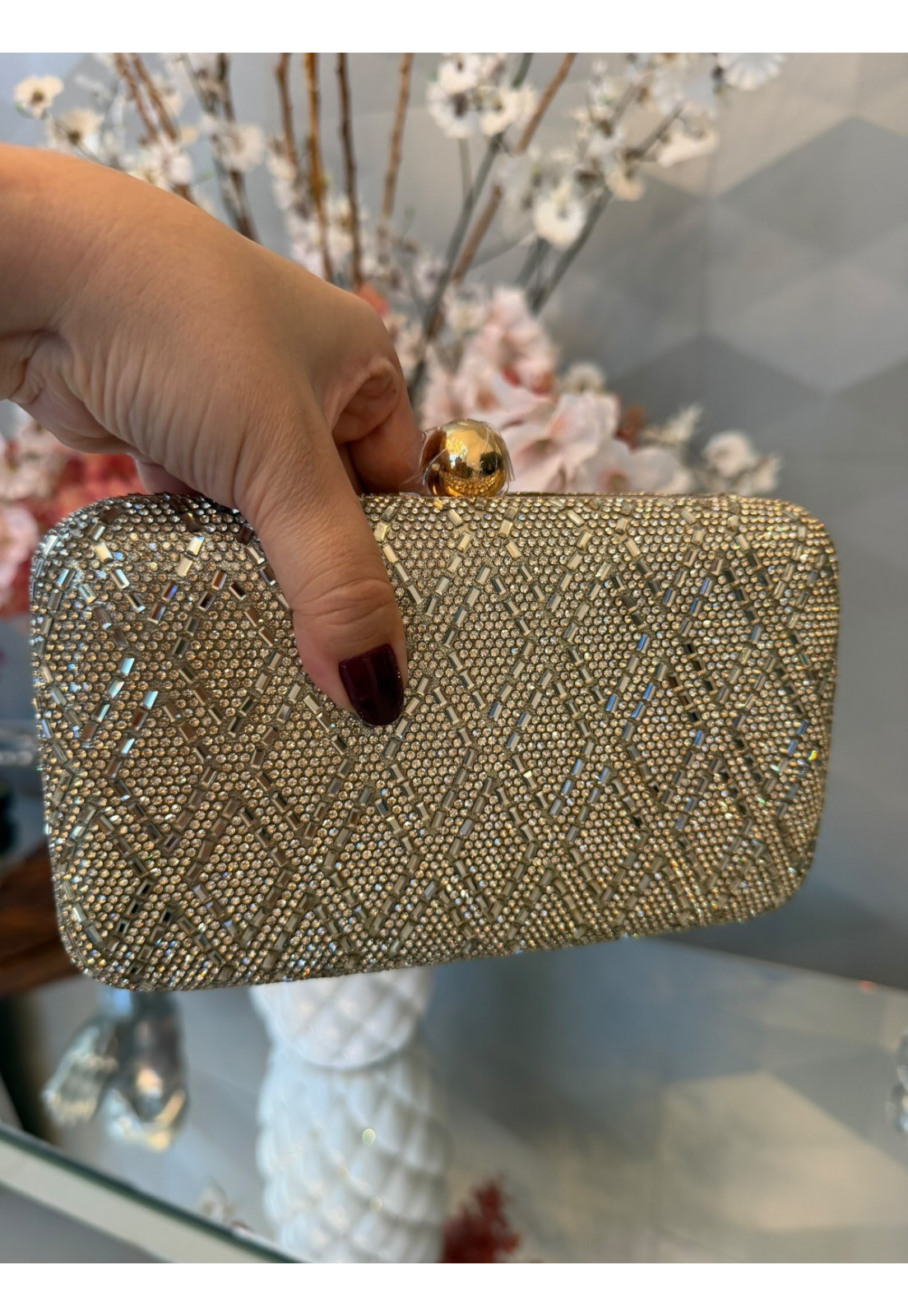 Clutch Luxo festa brilhos Premium Dourado