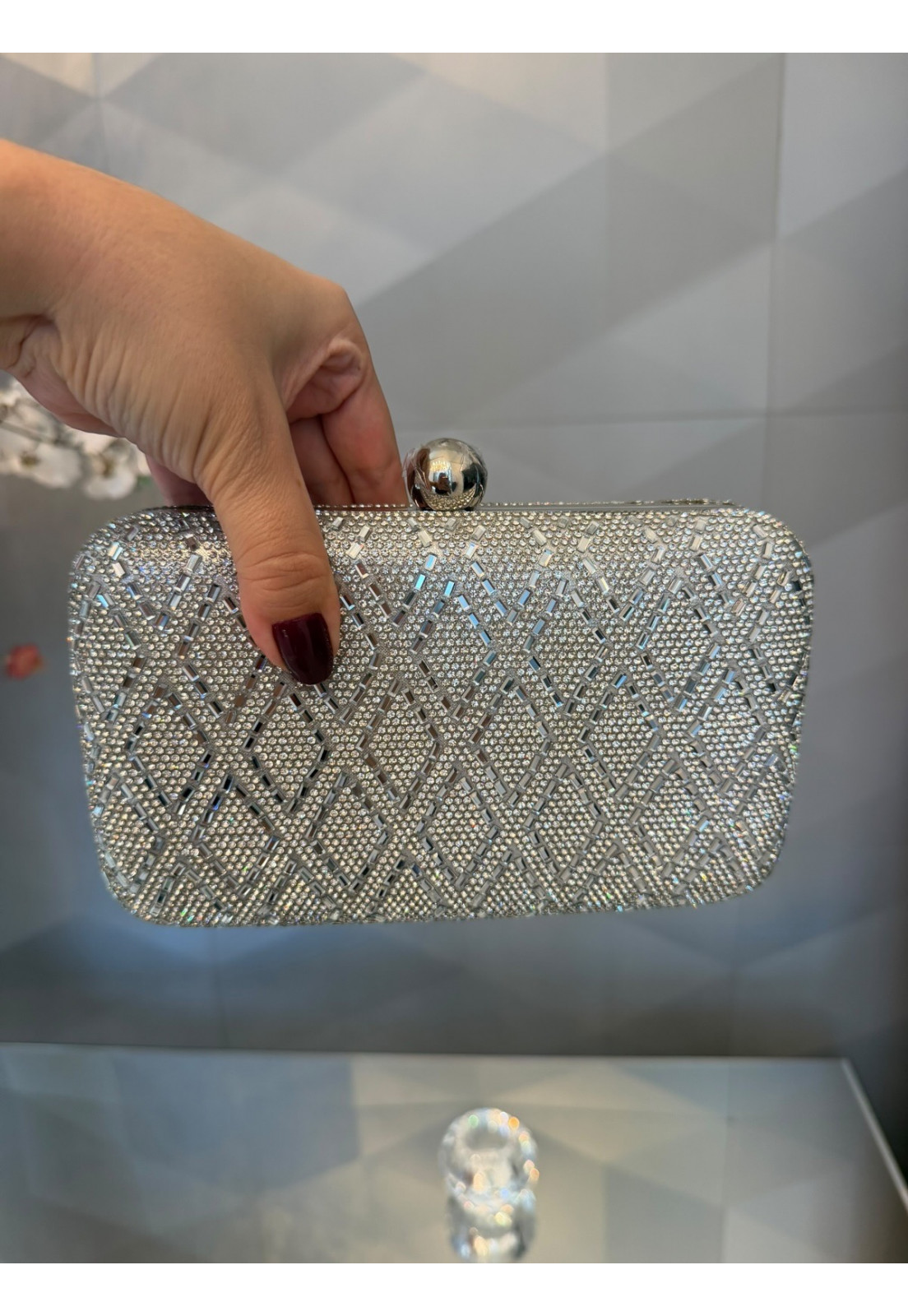 Clutch Luxo festa brilhos Premium Prata Clutch Luxo festa brilhos Premium Prata