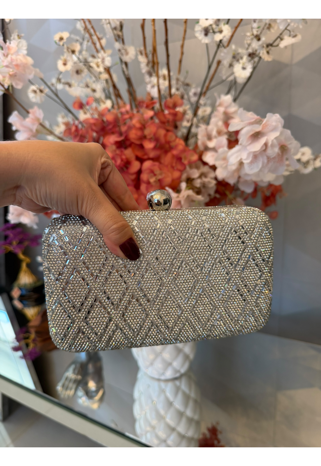 Clutch Luxo festa brilhos Premium Prata Clutch Luxo festa brilhos Premium Prata
