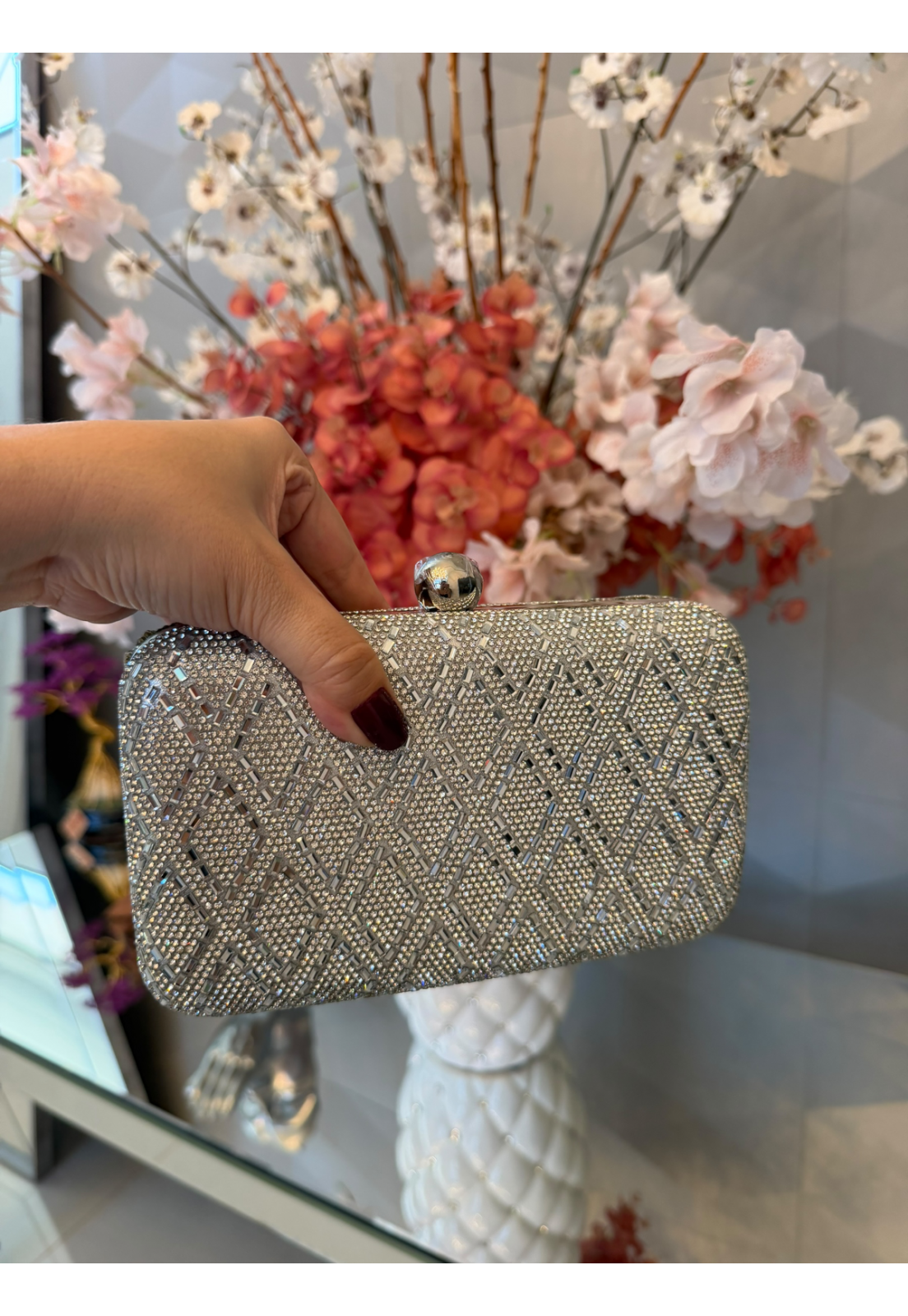 Clutch Luxo festa brilhos Premium Prata Clutch Luxo festa brilhos Premium Prata