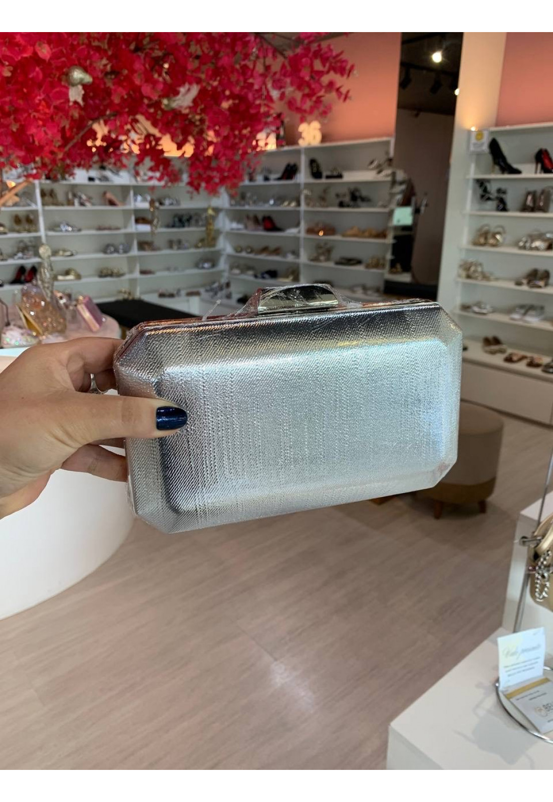 Clutch LUXO retangular Prata Clutch LUXO retangular Prata