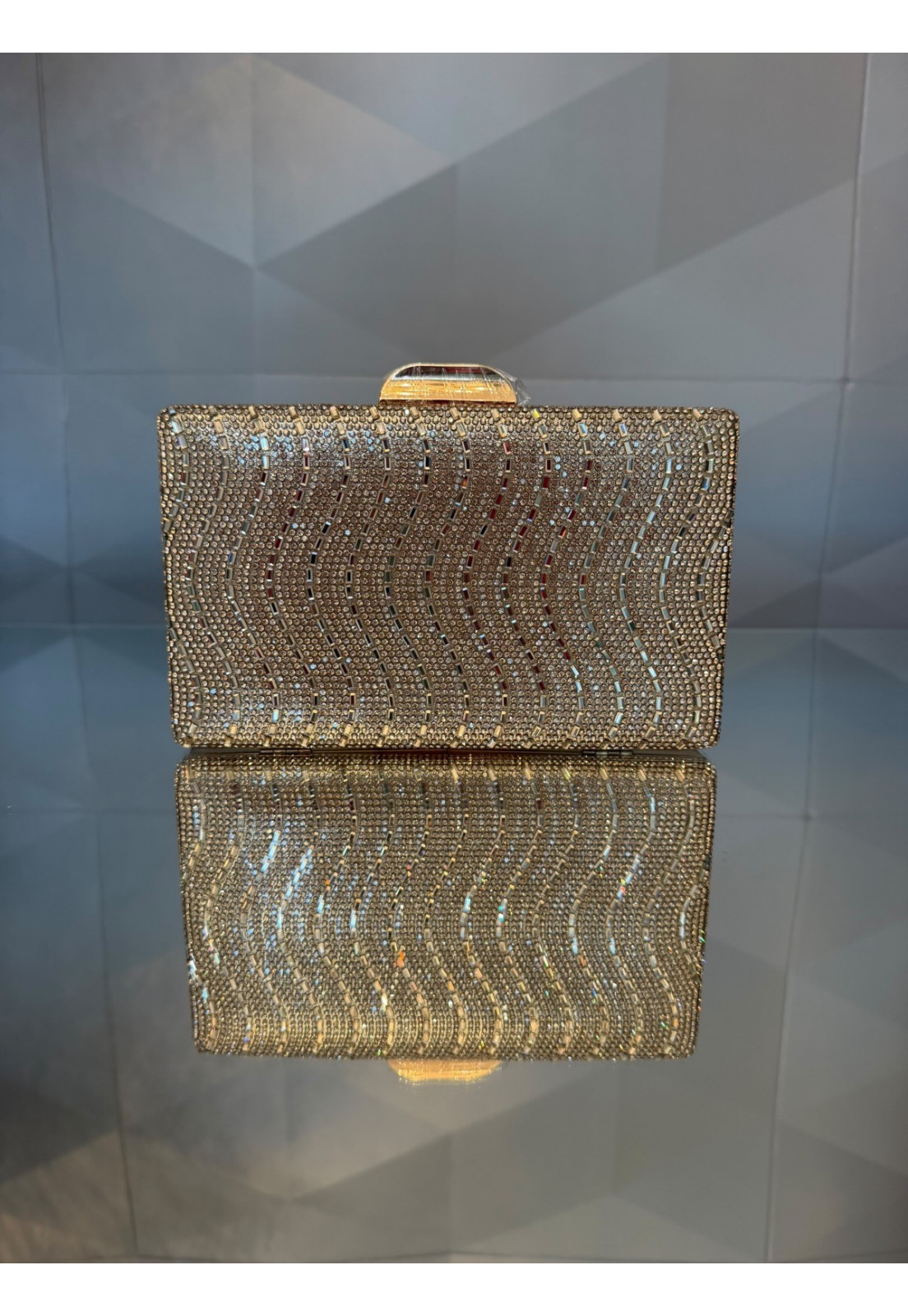 Bolsa Clutch retangular Luxo Brilho Dourada