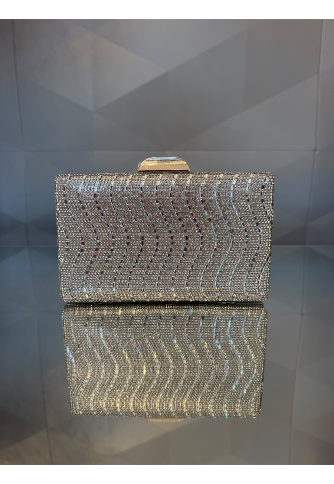 Bolsa Clutch retangular Luxo Brilho Prata Bolsa Clutch retangular Luxo Brilho Prata