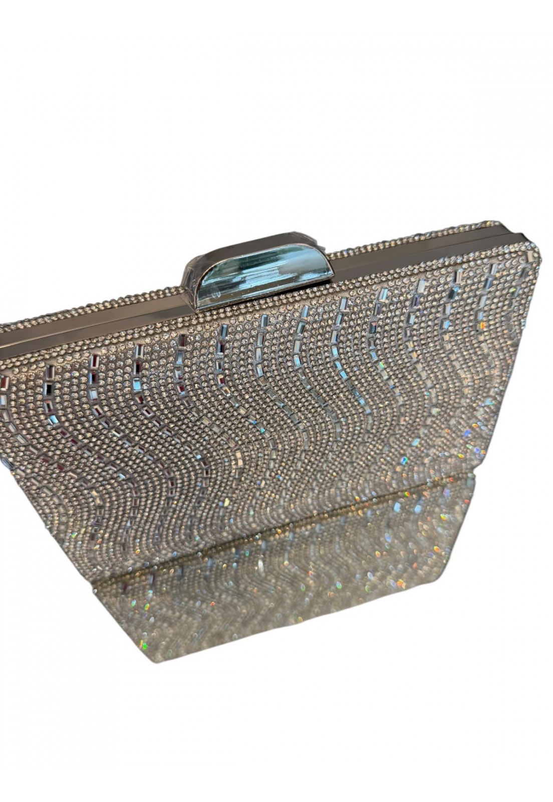 Bolsa Clutch retangular Luxo Brilho Prata Bolsa Clutch retangular Luxo Brilho Prata