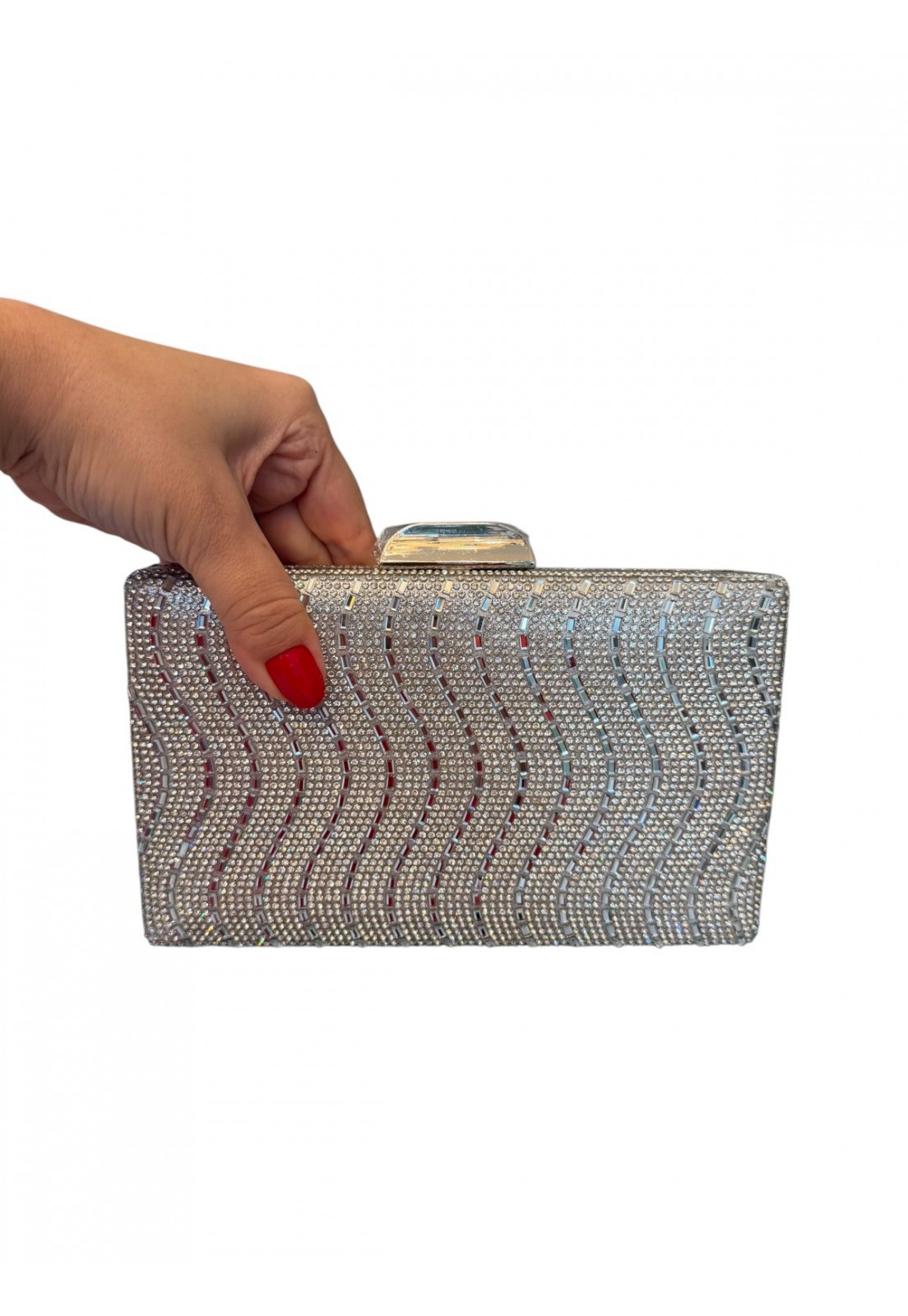 Bolsa Clutch retangular Luxo Brilho Prata Bolsa Clutch retangular Luxo Brilho Prata
