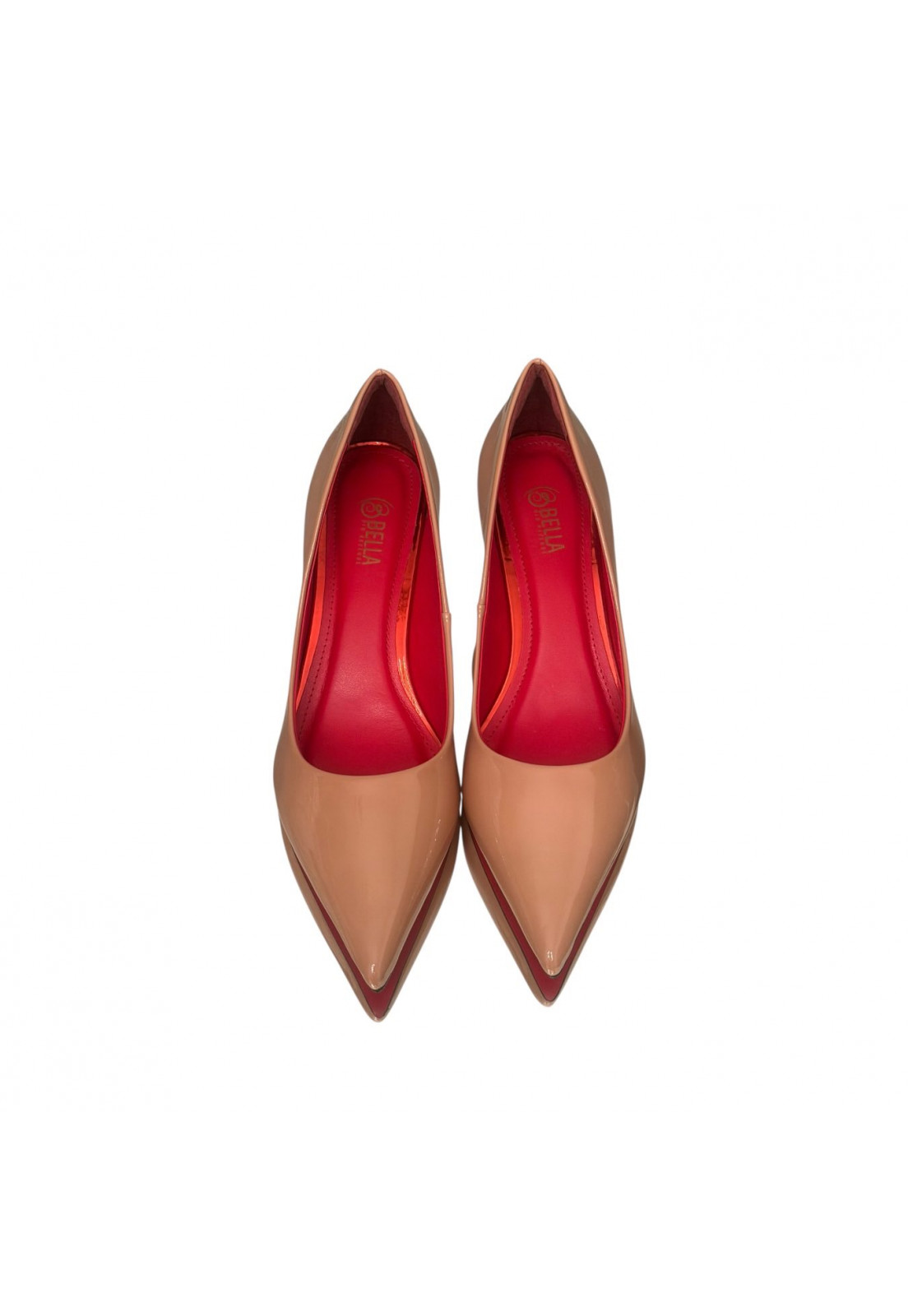 Scarpin Verniz Nude interior Vermelho Salto 5 cm Scarpin Verniz Nude interior Vermelho Salto 5 cm