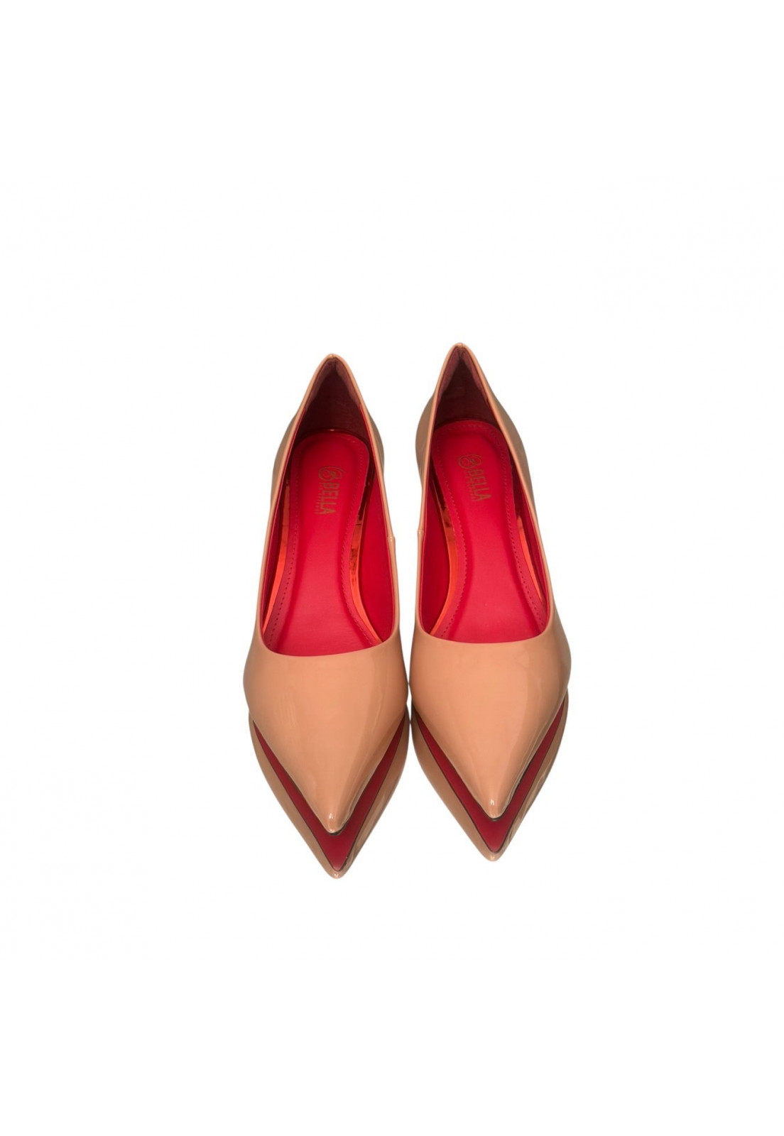 Scarpin Verniz Nude interior Vermelho Salto 5 cm Scarpin Verniz Nude interior Vermelho Salto 5 cm